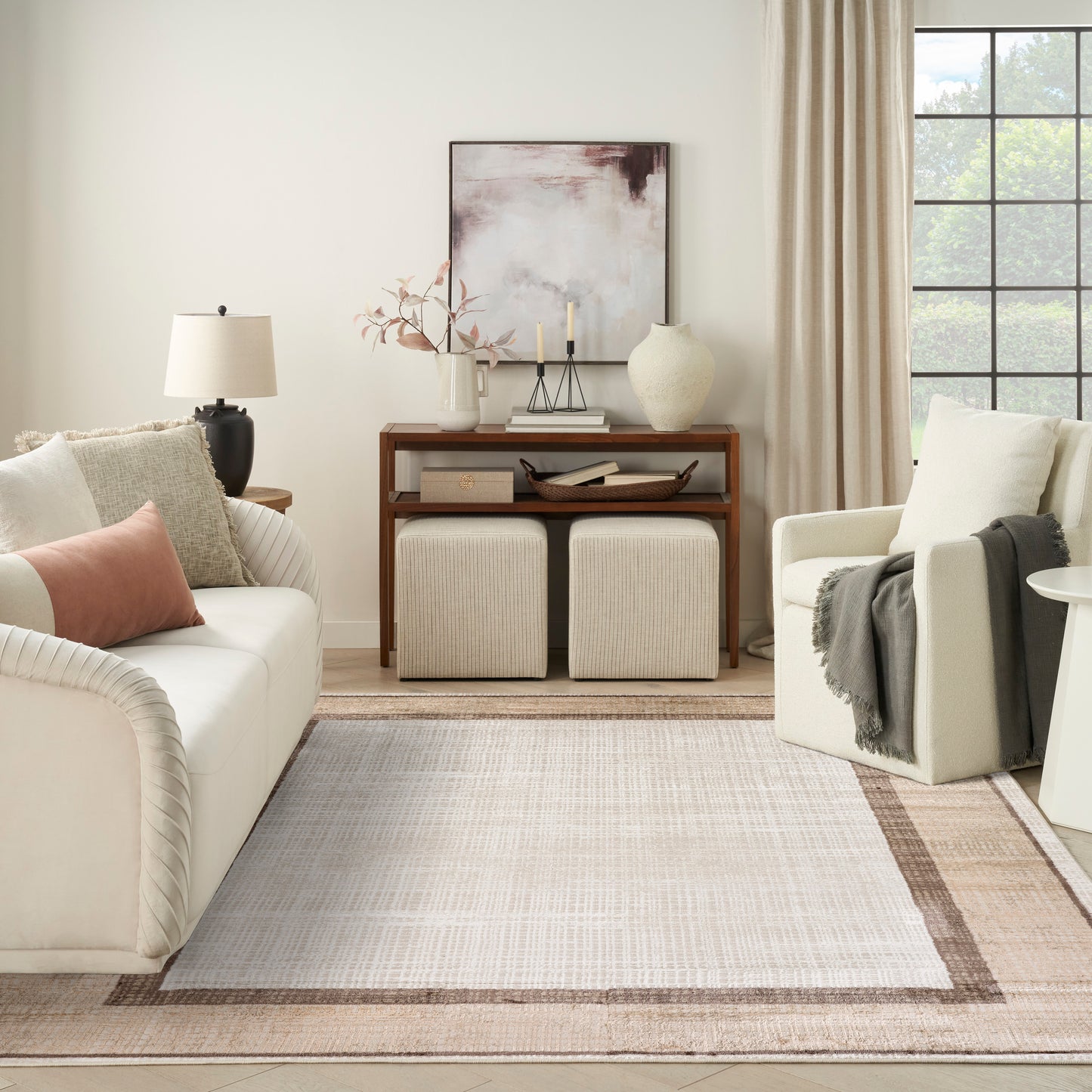Nourison Dekor 7'10" x 9'10" Ivory Brown Modern Indoor Rug