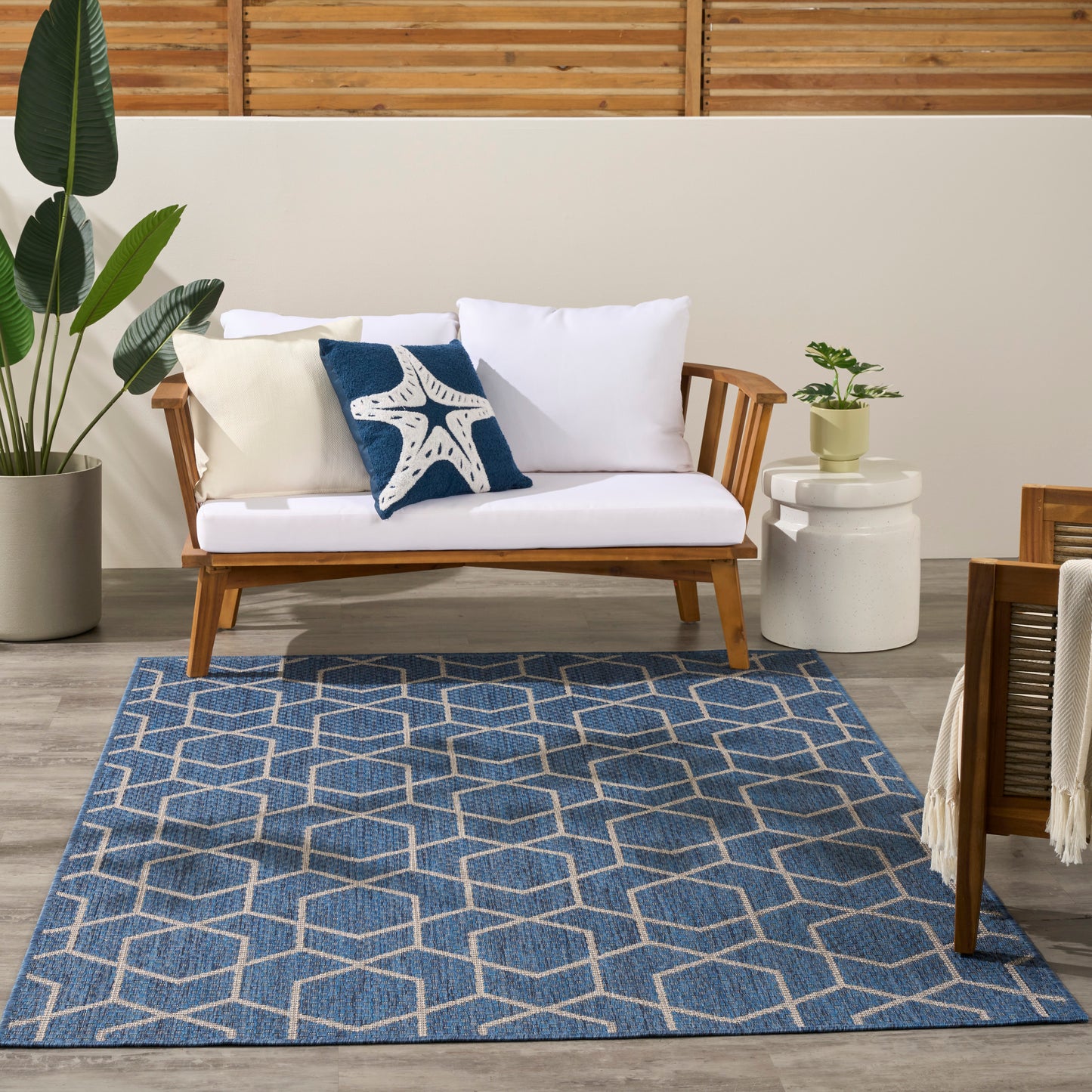 Nourison Horizon Indoor/Outdoor 6' x 9' Denim Modern Rug