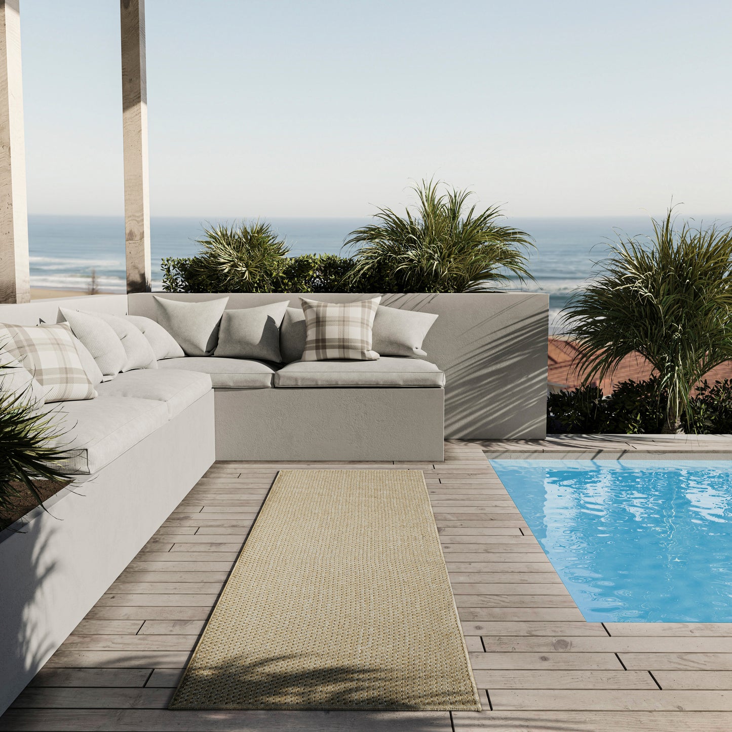 Nourison Tulum 2'2" x 8' Taupe Outdoor Rug