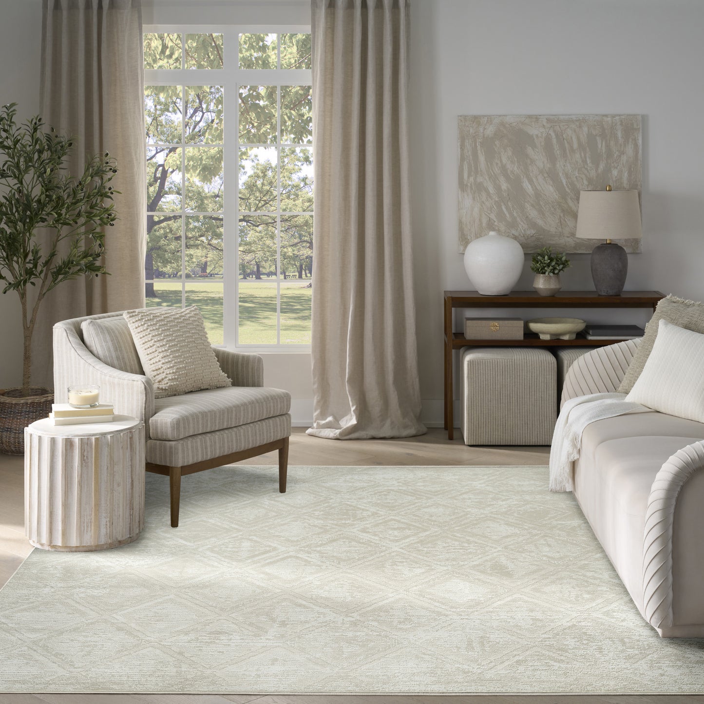 Nourison Dekor 7'10" x 9'10" Beige Modern Indoor Rug