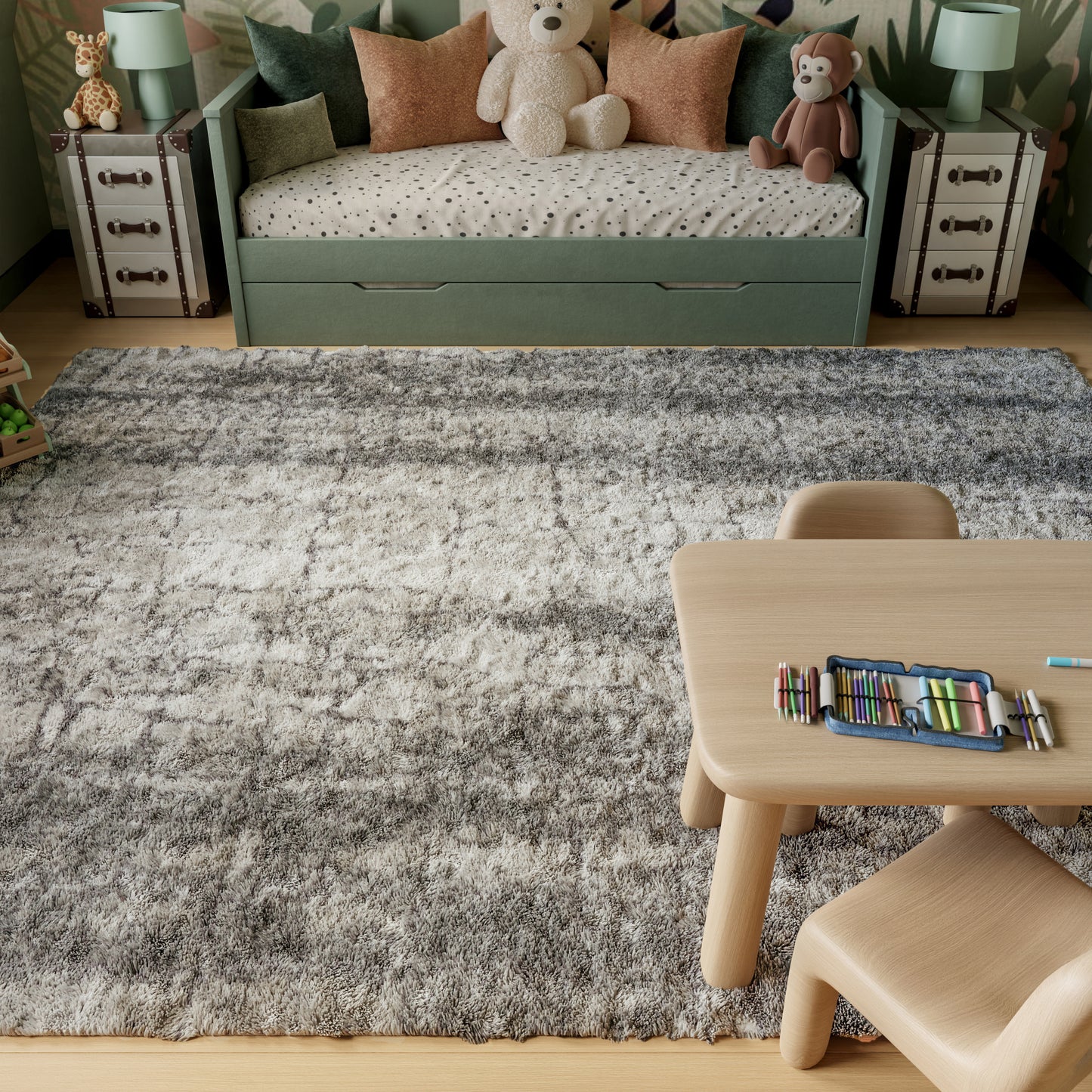 Nourison Dreamy Shag 9' x 12' Ivory Charcoal Shag Indoor Rug
