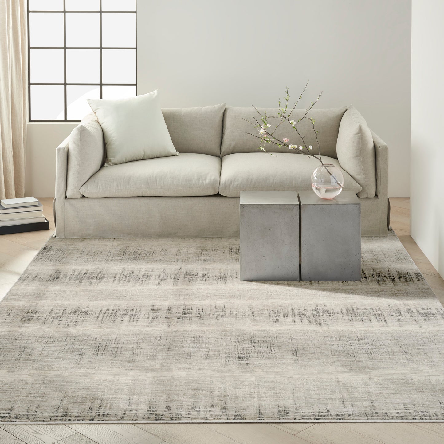 Calvin Klein CK079 Notes 7'10" x 9'10" Ivory Charcoal Modern Indoor Rug