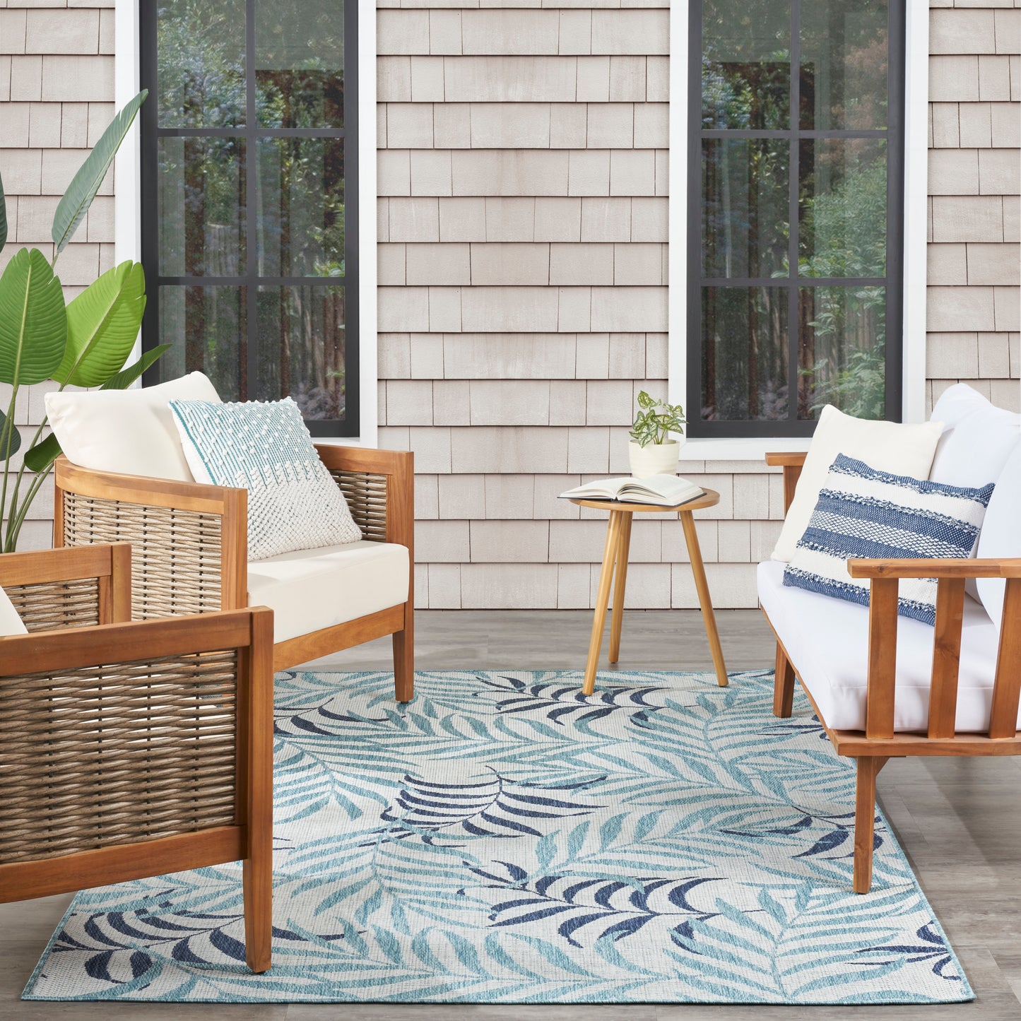Nourison Garden Oasis 10' x 14' Blue Tropical Rug