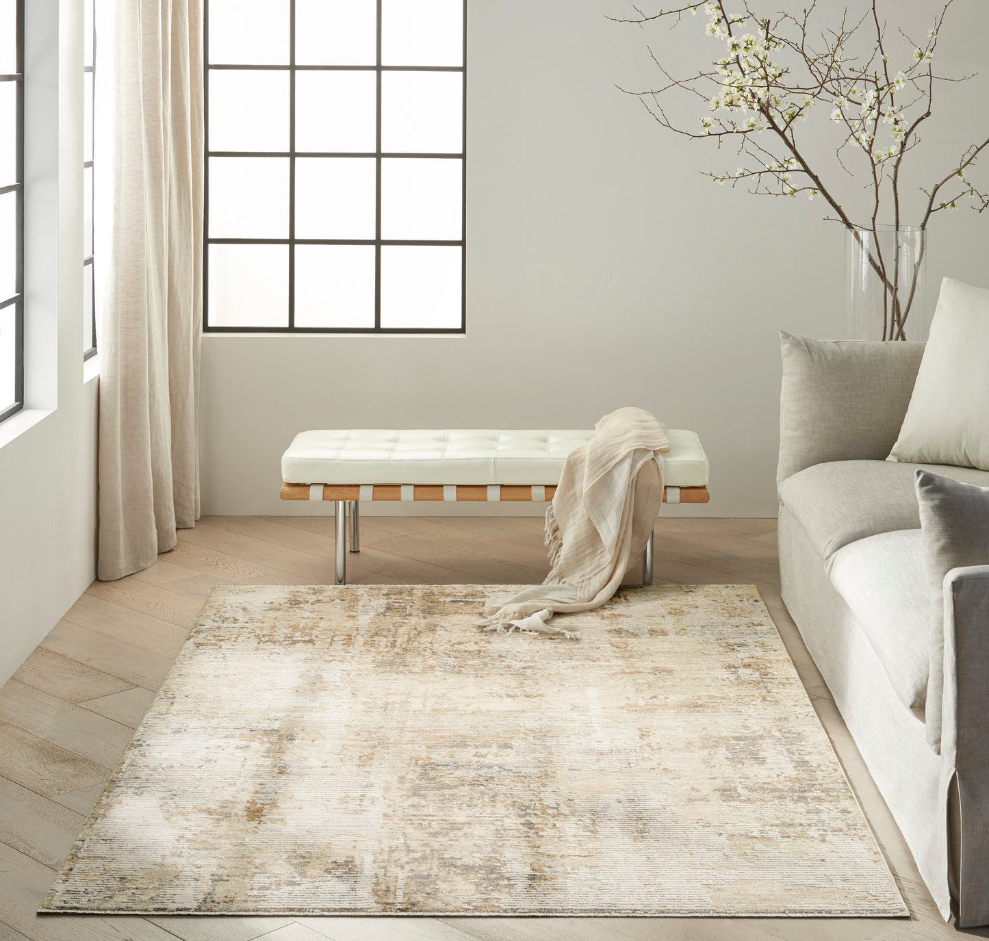 Calvin Klein CK078 Summit 5'3" x 7'9" Natural Grey Modern Indoor Rug