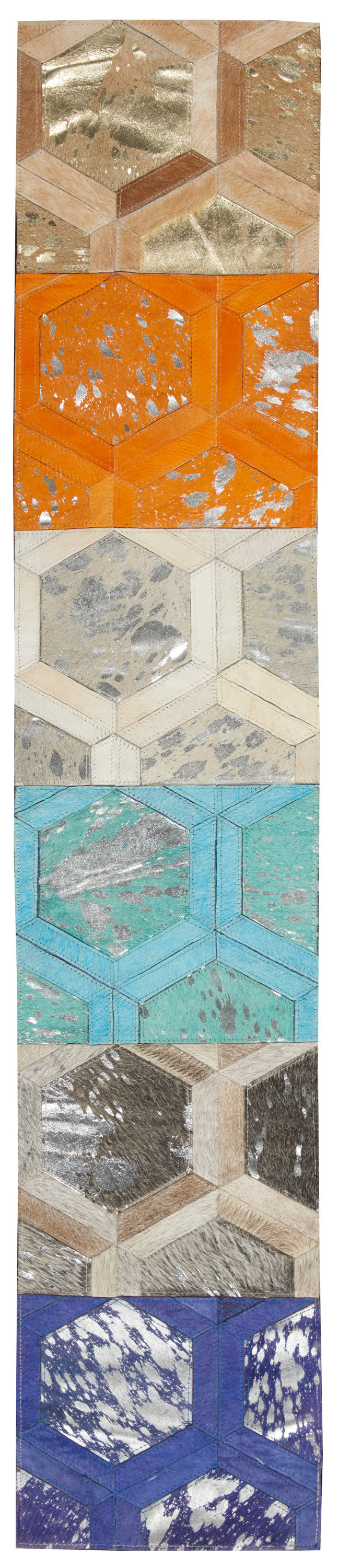 Michael Amini City Chic 1' x 5' AMBER, TANGERINE, SNOW, TURQUOISE, SILVER, COBALT Modern Indoor Rug