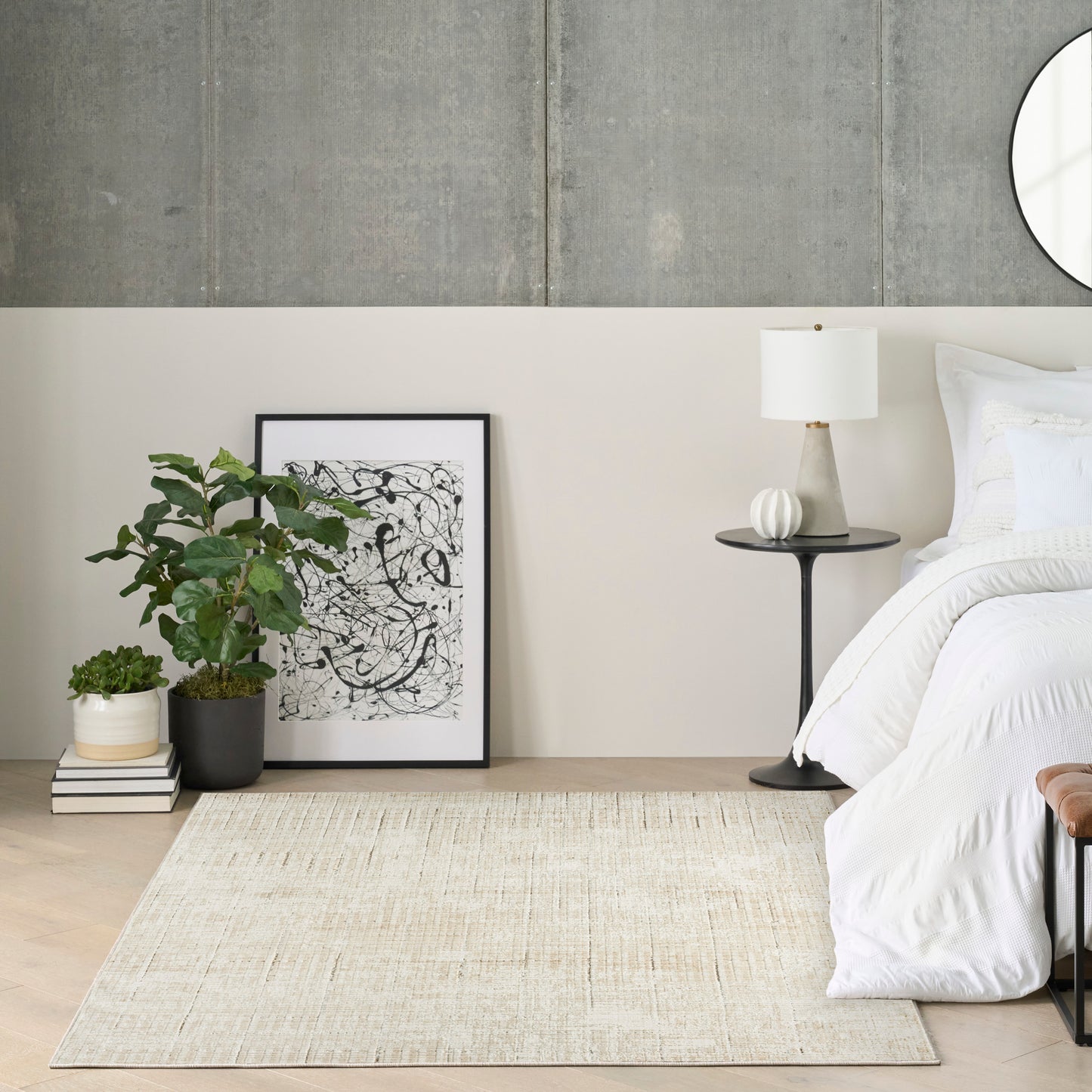 DKNY Grand Street 5'3" x 7'3" Ivory Beige Modern Indoor Rug