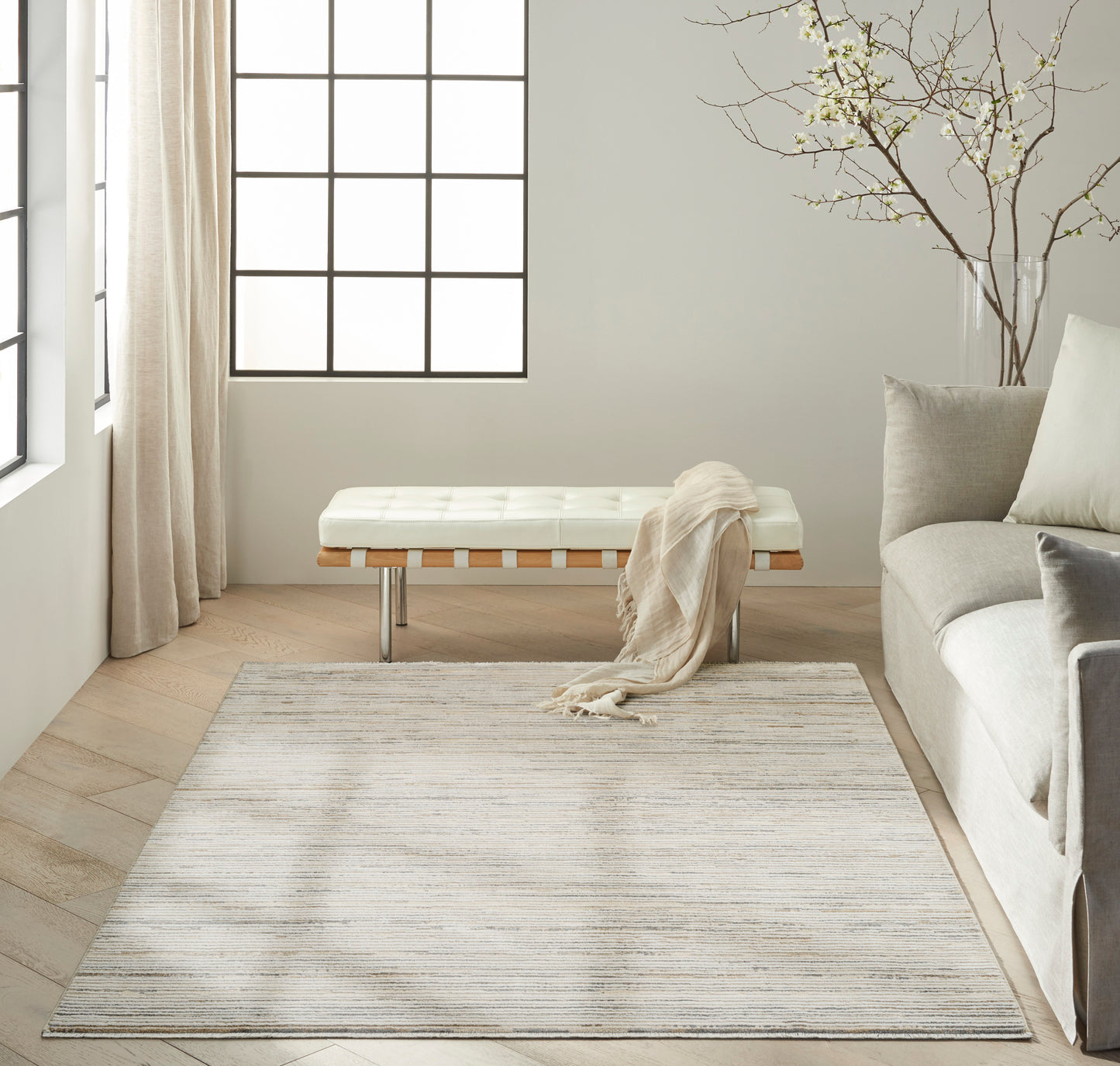 Calvin Klein CK078 Summit 5'3" x 7'9" Ivory Multicolor Modern Indoor Rug