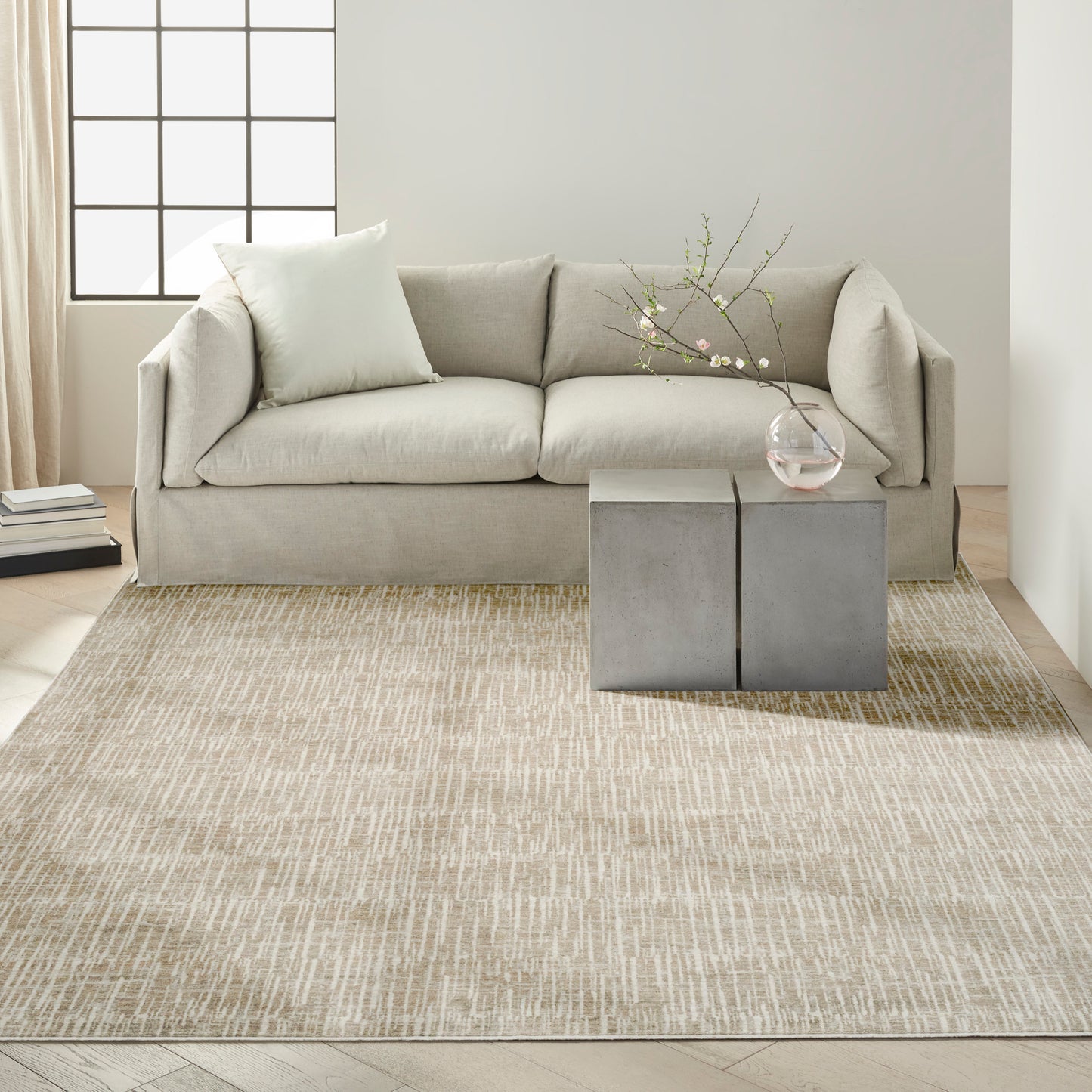 Calvin Klein CK079 Notes 7'10" x 9'10" Ivory Grey Modern Indoor Rug