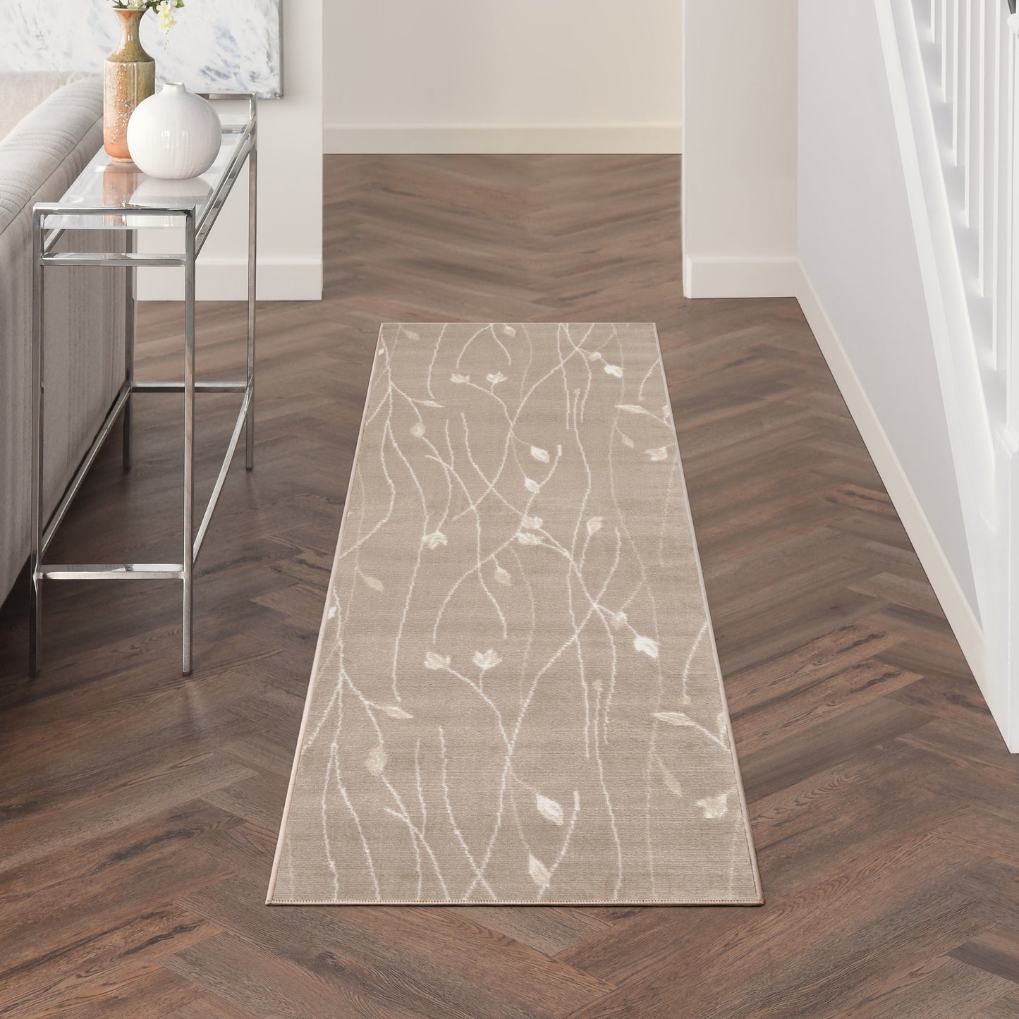 Nourison Grafix 2' x 6' Beige Modern Indoor Rug