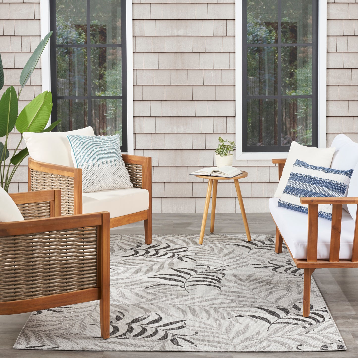 Nourison Garden Oasis 10' x 14' Grey Tropical Rug
