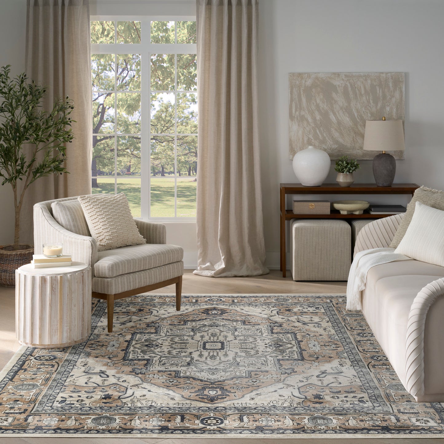 Nourison Quarry 7'10" x 9'10" Ivory Taupe Vintage Indoor Rug