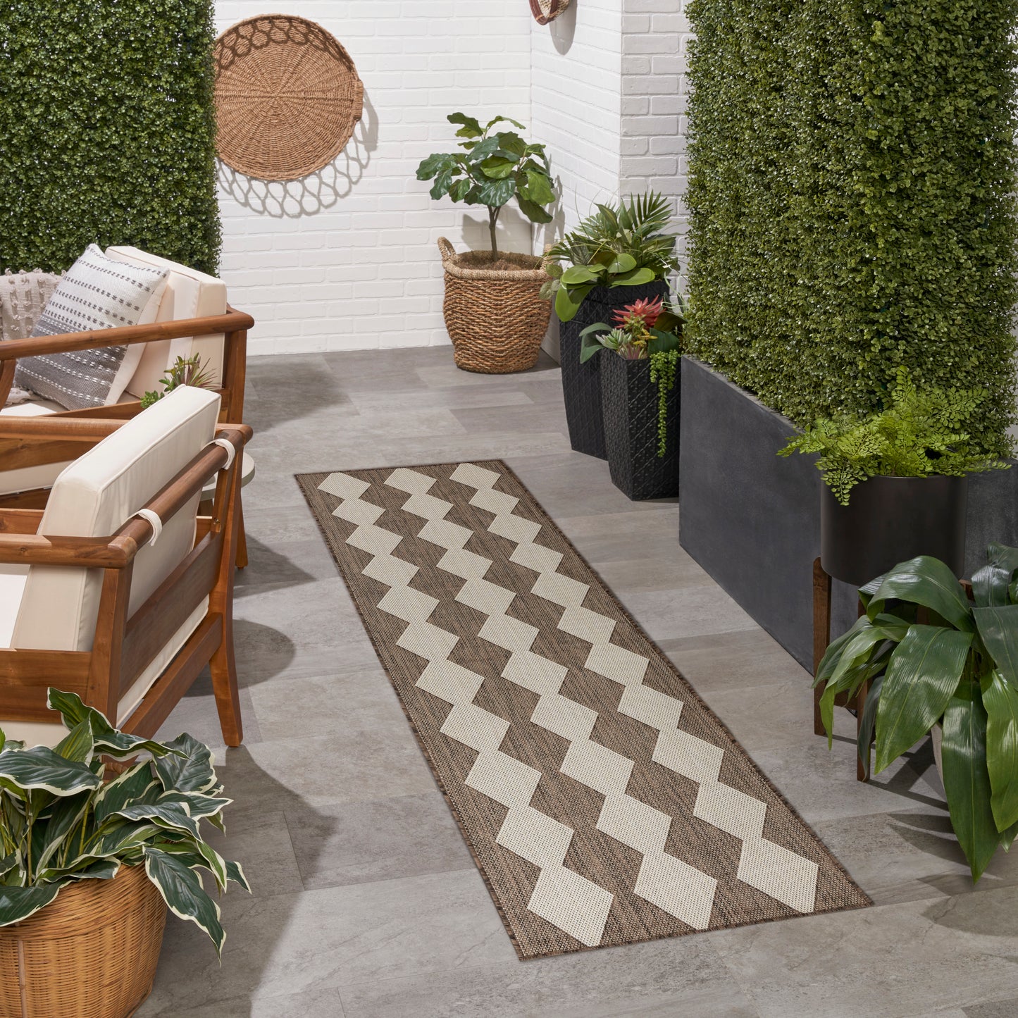 Nourison Positano 2'2" x 12' Natural Modern Rug