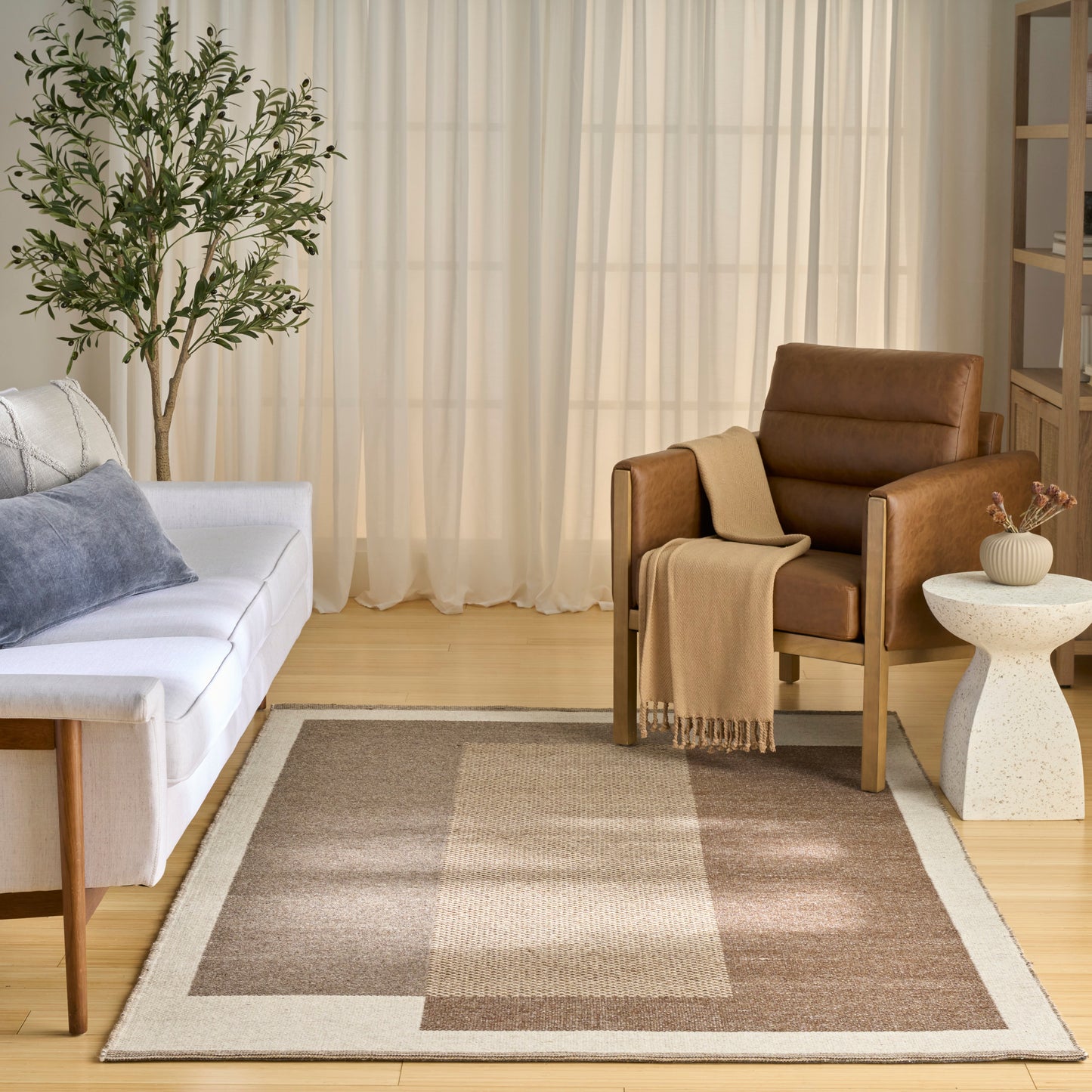 Nourison Copenhagen 5' x 7' Ivory Mocha Mid-Century Modern Indoor Rug