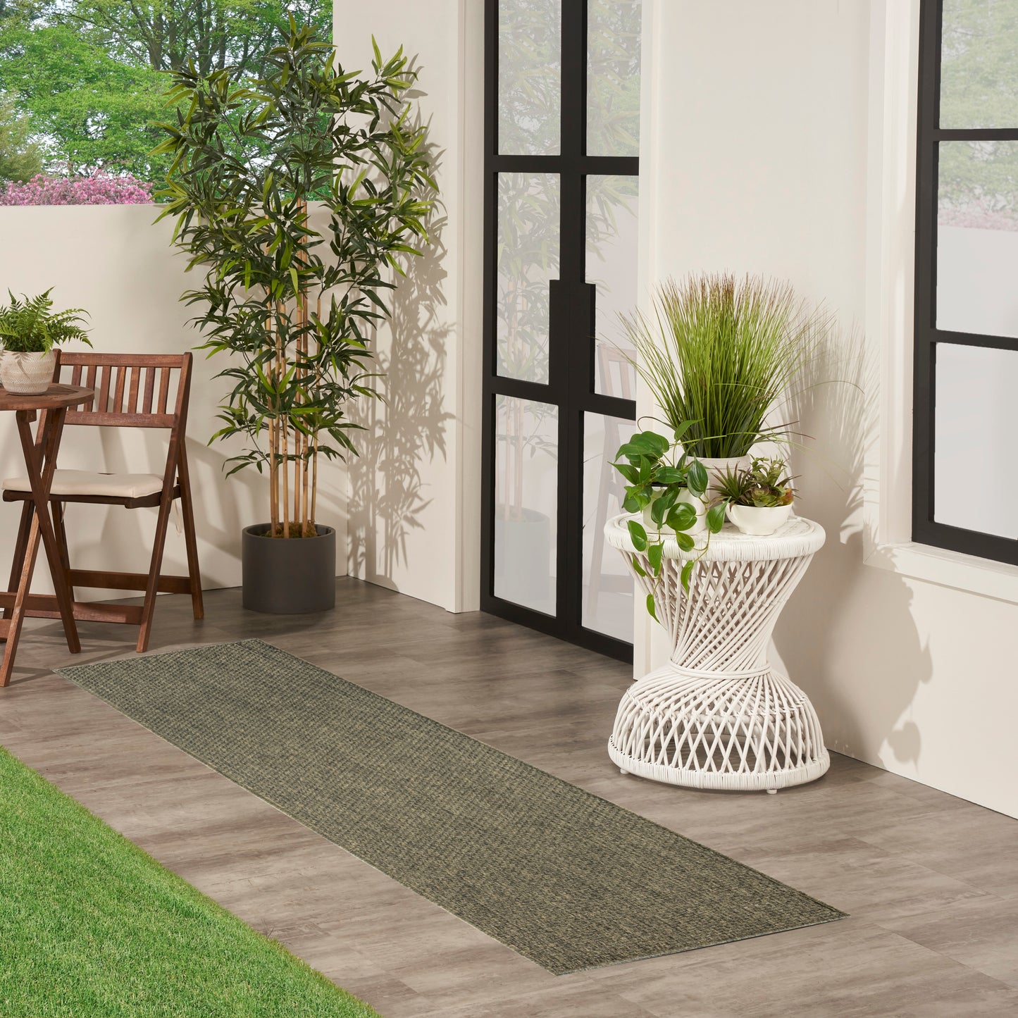 Nourison Tulum 2' x 6' Olive Outdoor Rug