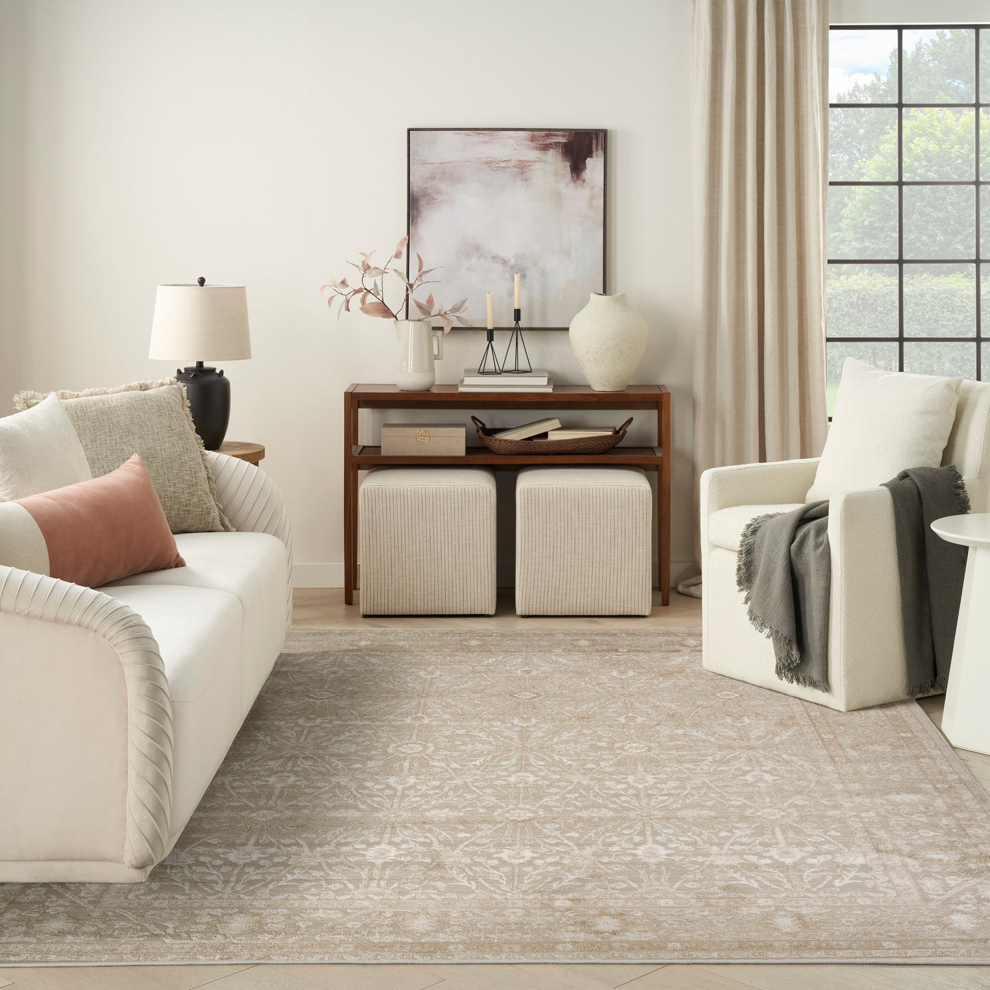 Nourison Dekor 7'10" x 9'10" Cream Beige Vintage Indoor Rug