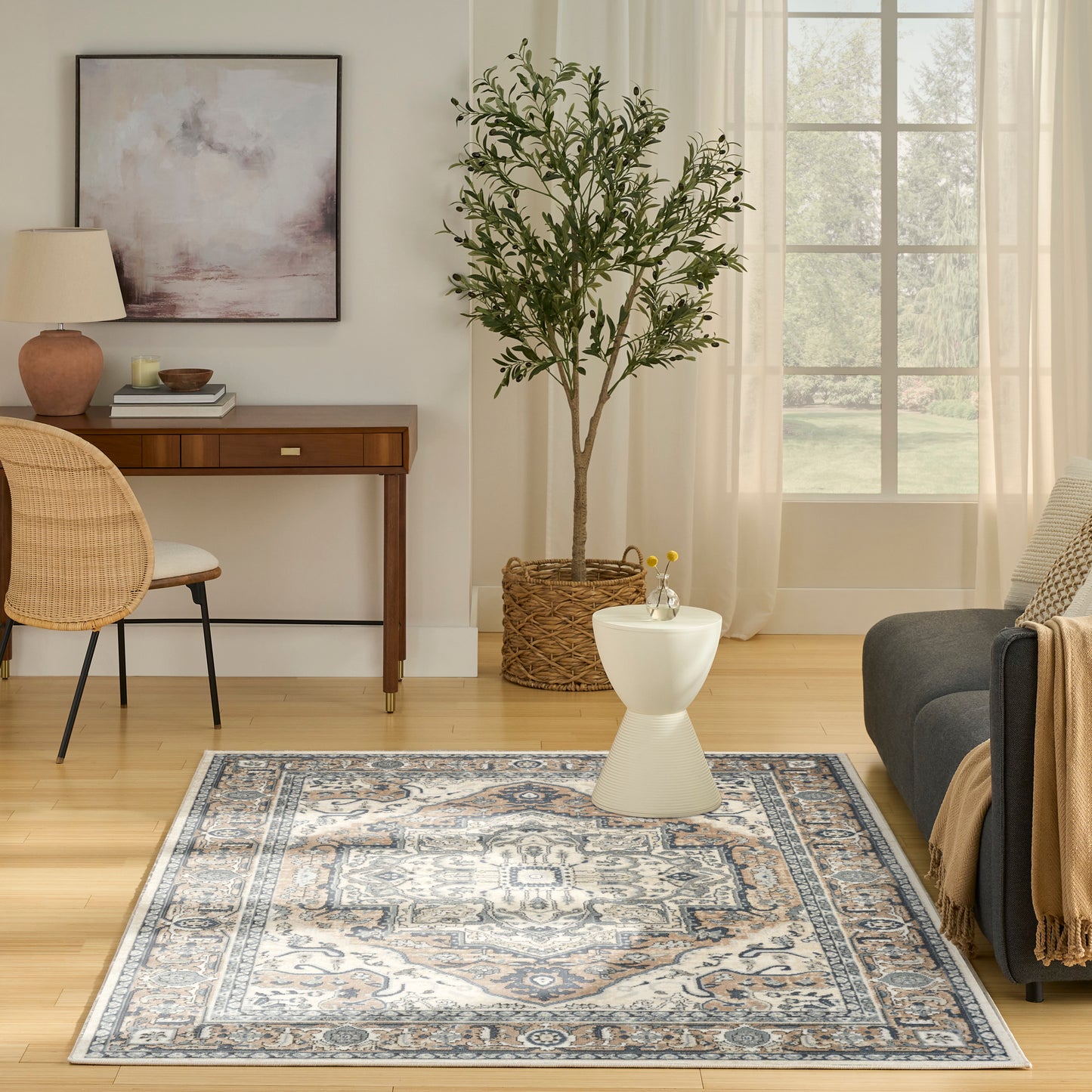 Nourison Quarry 5'3" x 7'3" Ivory Taupe Vintage Indoor Rug