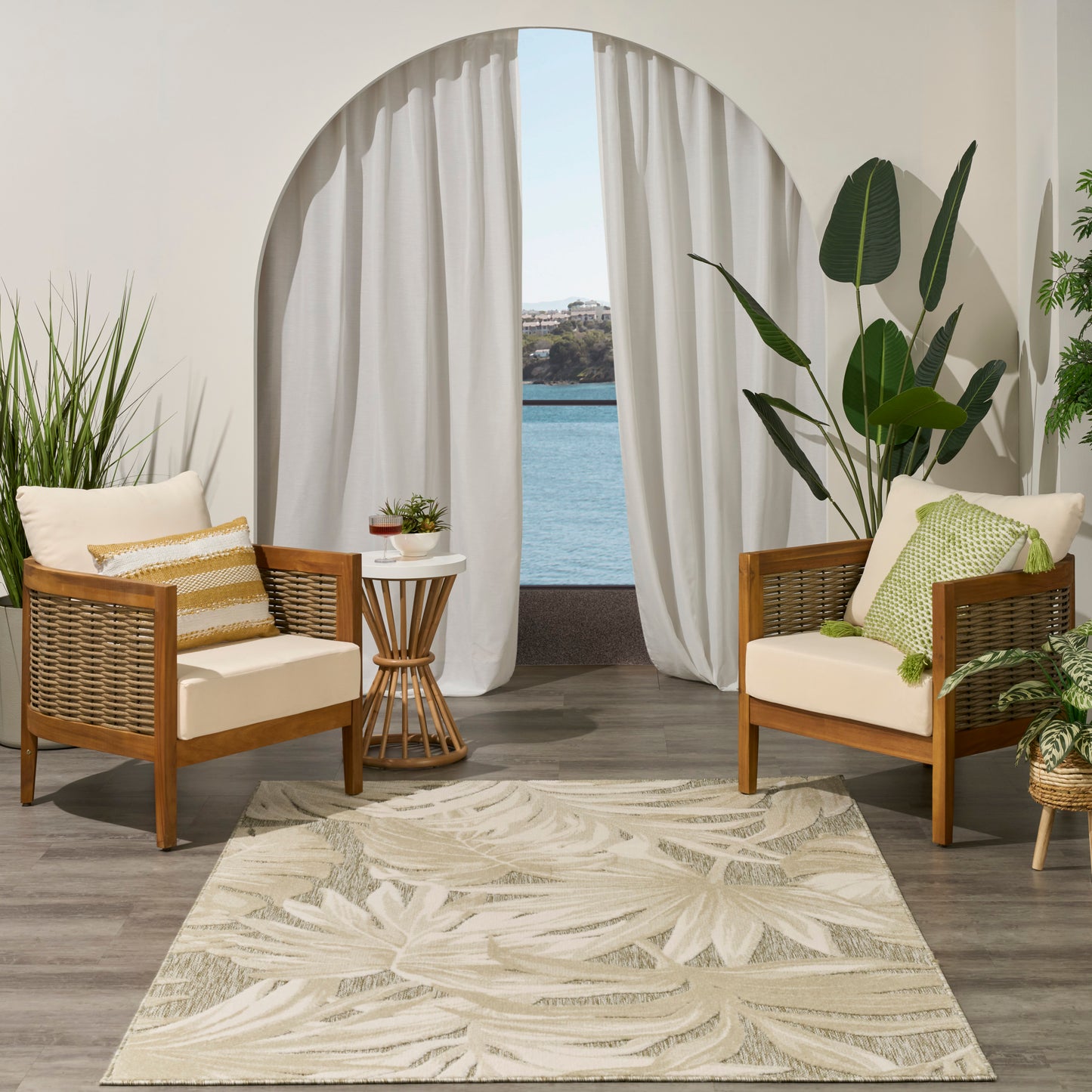 Nourison Aloha 5'3" x 7'5" Ivory Sage Modern Rug