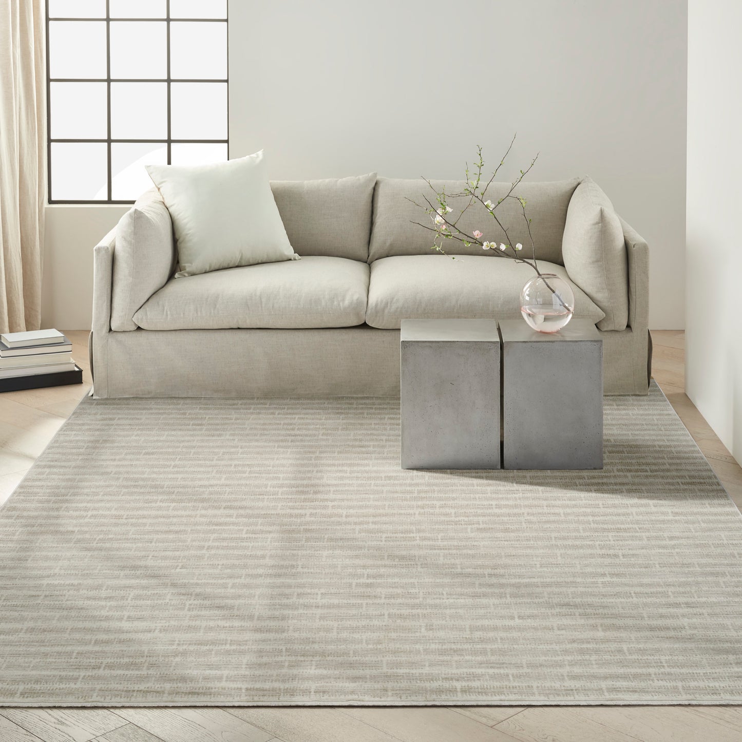 Calvin Klein CK079 Notes 7'10" x 9'10" Ivory Grey Modern Indoor Rug