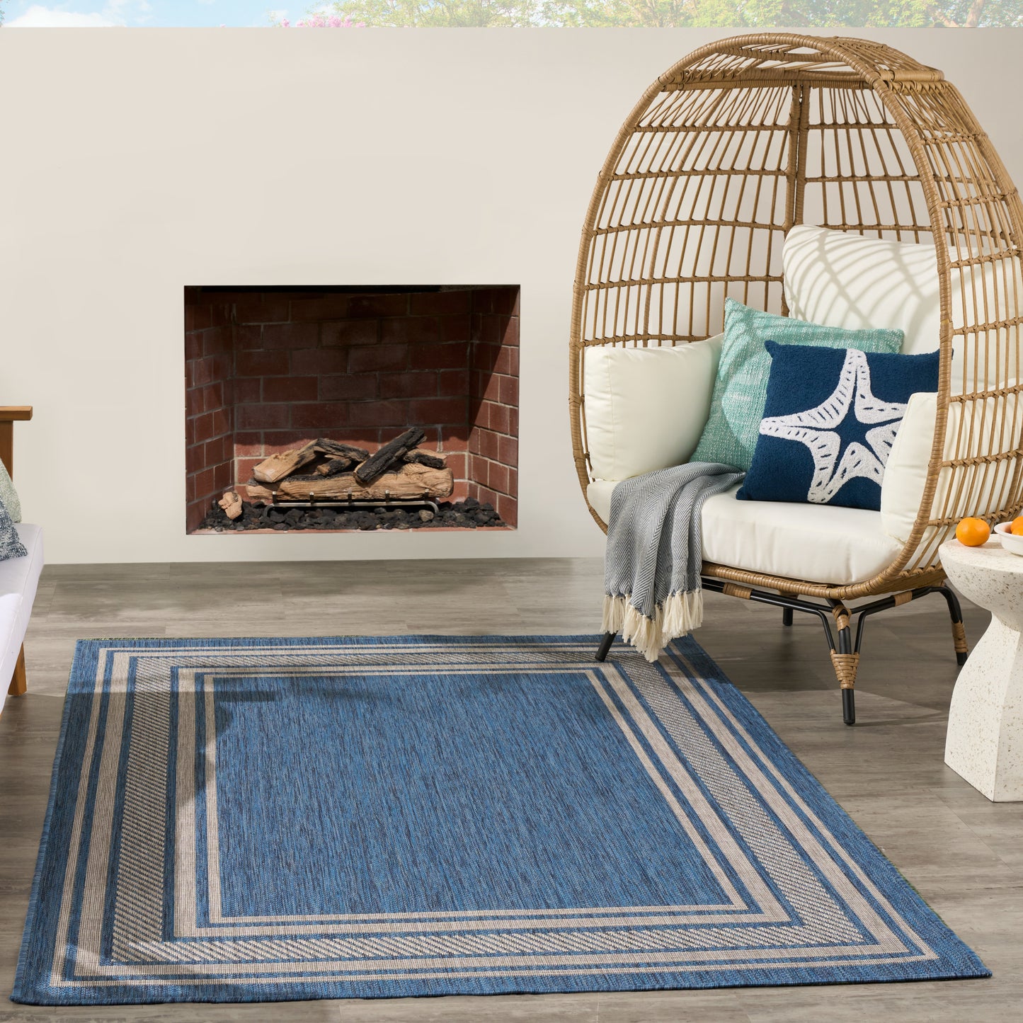 Nourison Horizon Indoor/Outdoor 4' x 6' Denim Modern Rug