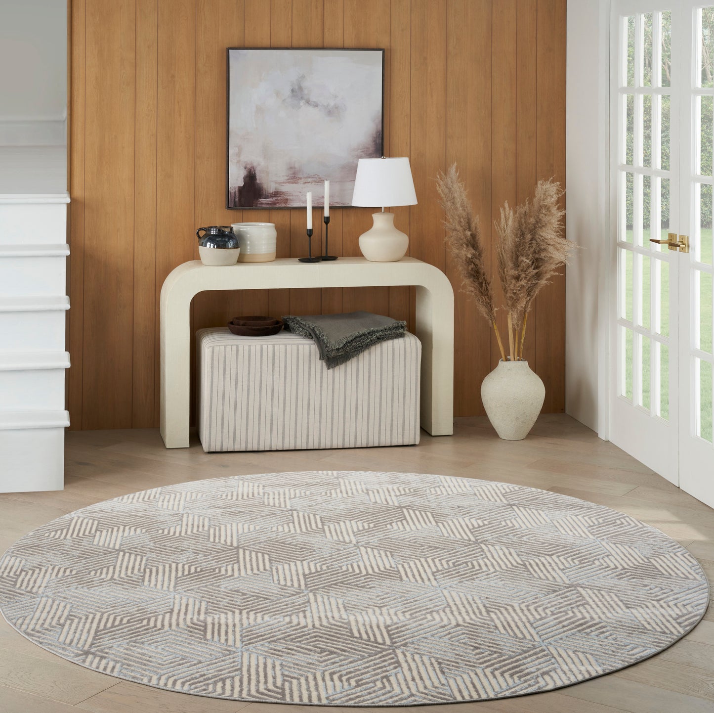 Nourison Grafix 8' x Round Grey Modern Indoor Rug