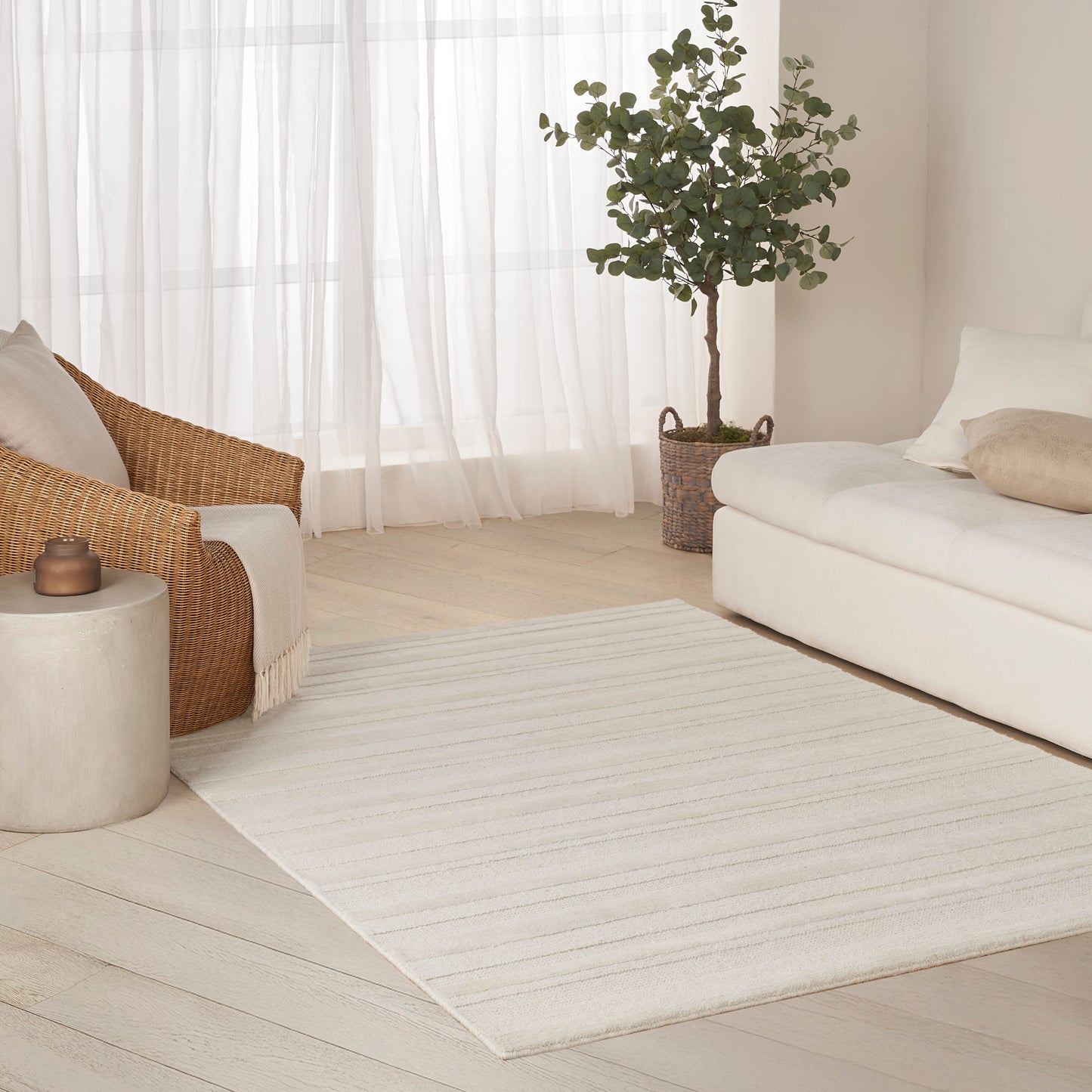 DKNY Pure Multi Weave 5'3" x 7'3" Ivory Contemporary Indoor Rug
