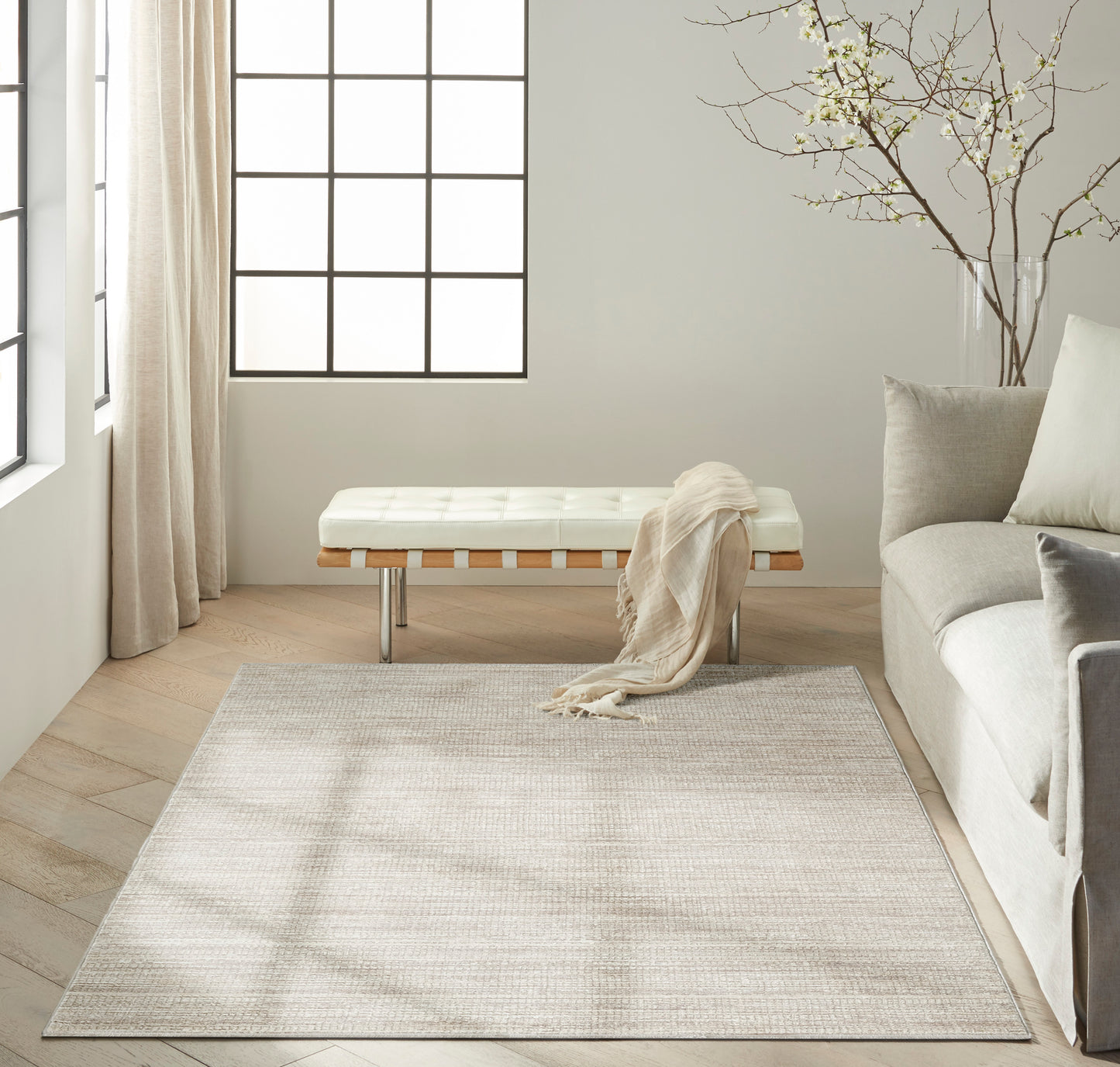Calvin Klein CK079 Notes 3'11" x 5'11" Ivory Grey Modern Indoor Rug