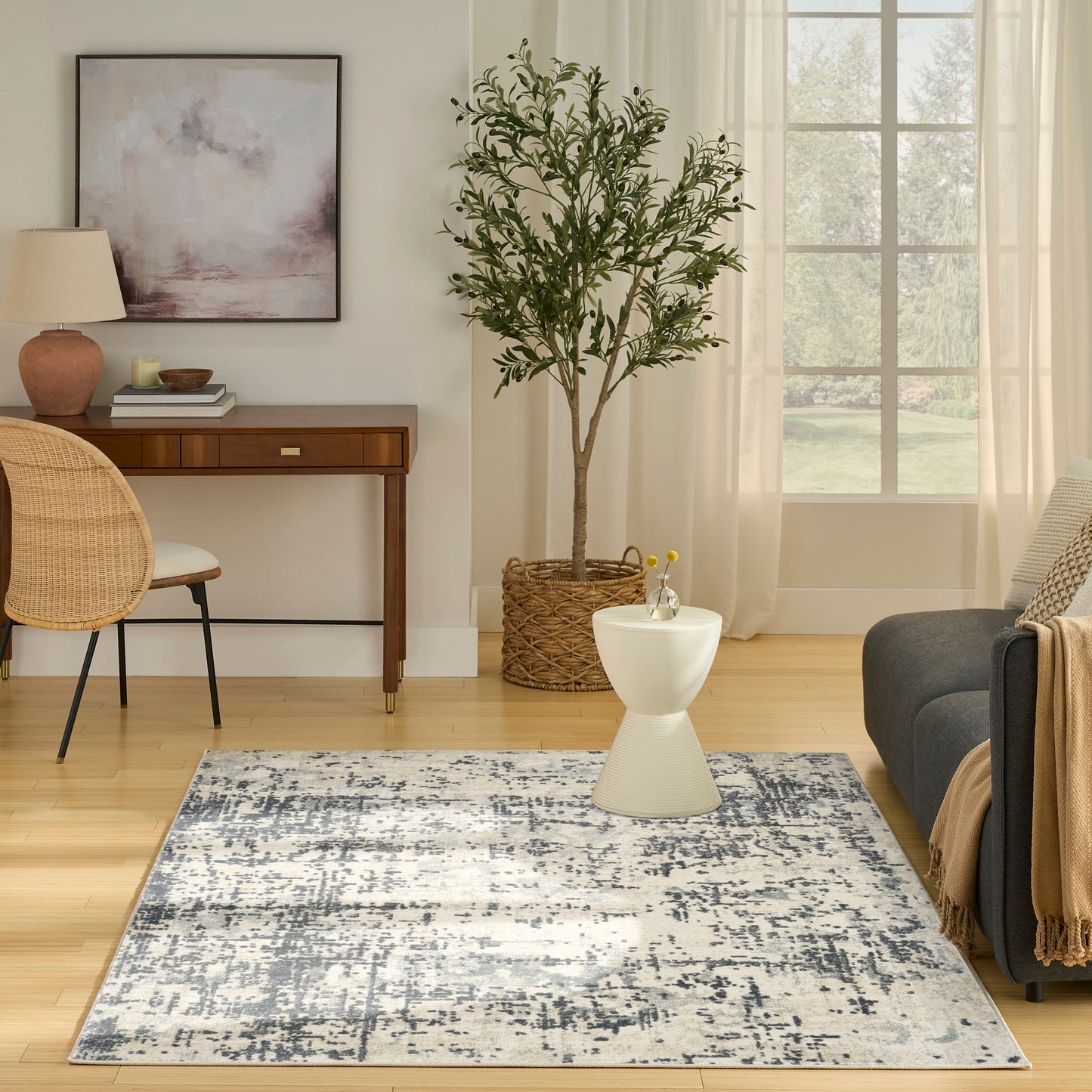 Nourison Quarry 3'9" x 5'9" Ivory Grey Modern Indoor Rug
