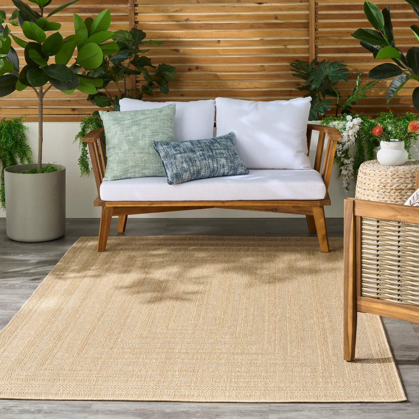 Nourison Tulum 6' x 9' Taupe Ivory Outdoor Rug