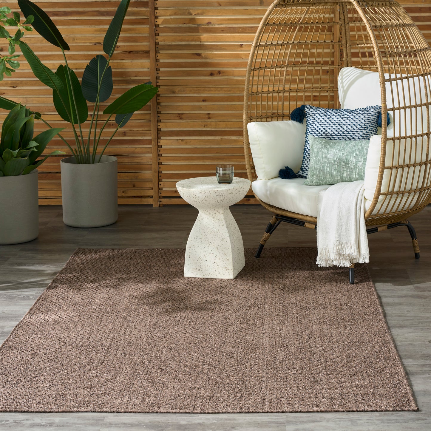 Nourison Tulum 5'3" x 7' Brown Outdoor Rug
