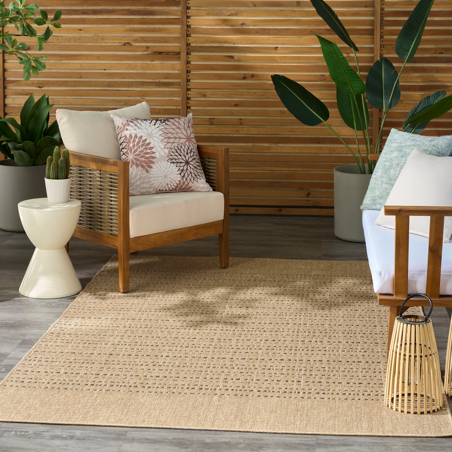 Nourison Tulum 4' x 6' Taupe Outdoor Rug