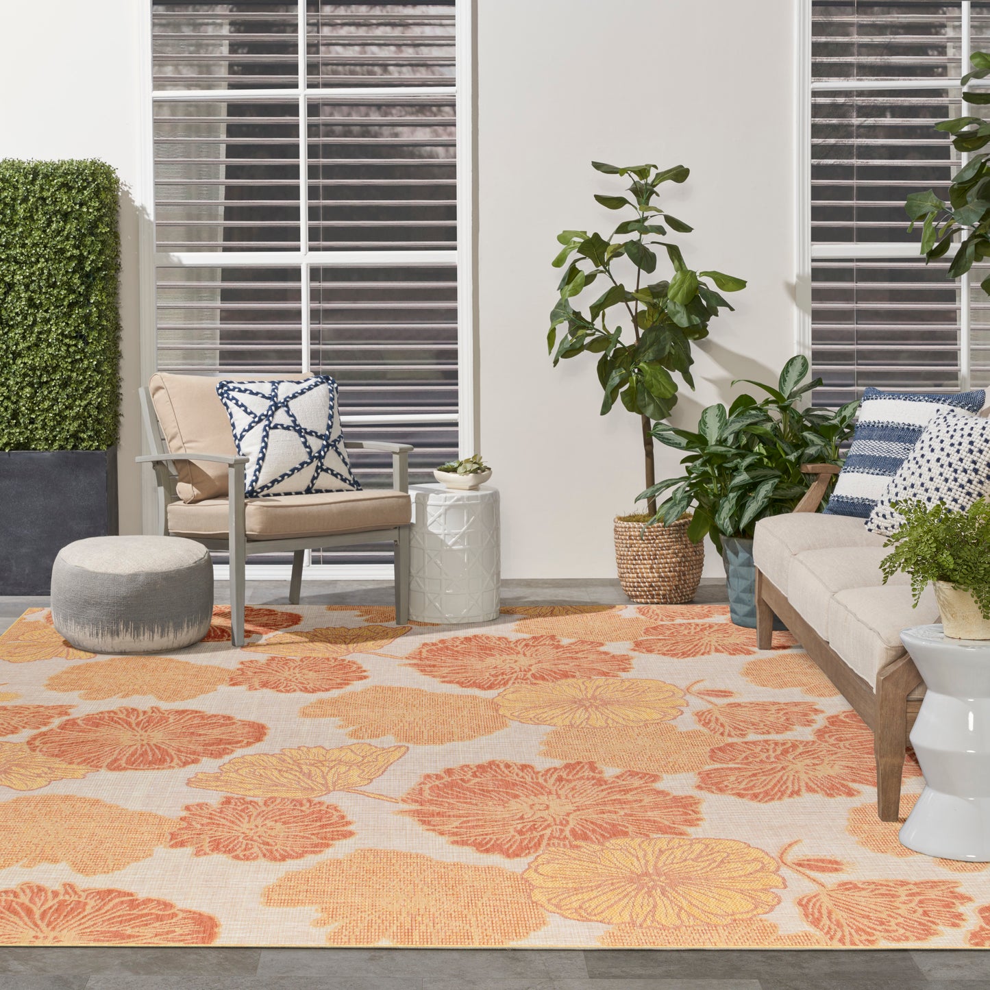 Nourison Garden Oasis 10' x 14' Coral Tropical Rug