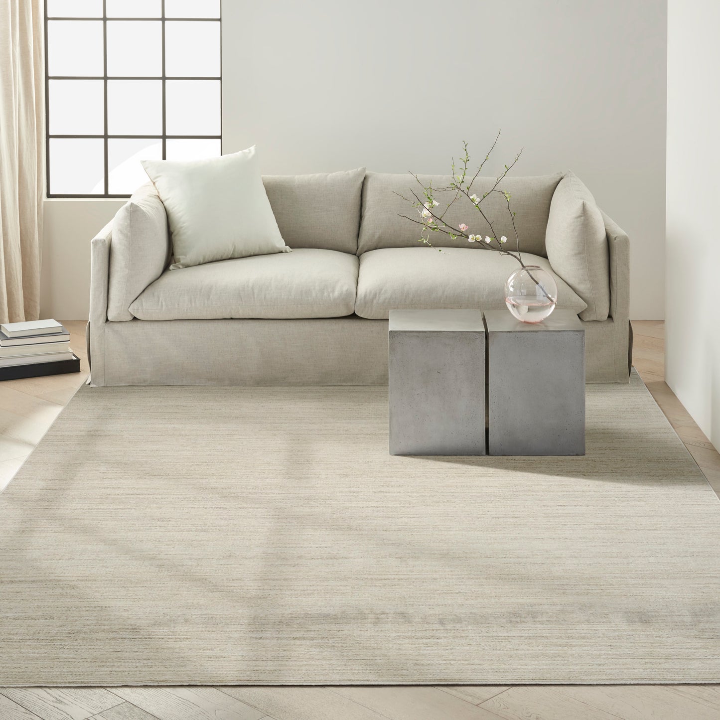 Calvin Klein CK079 Notes 7'10" x 9'10" Ivory Grey Modern Indoor Rug