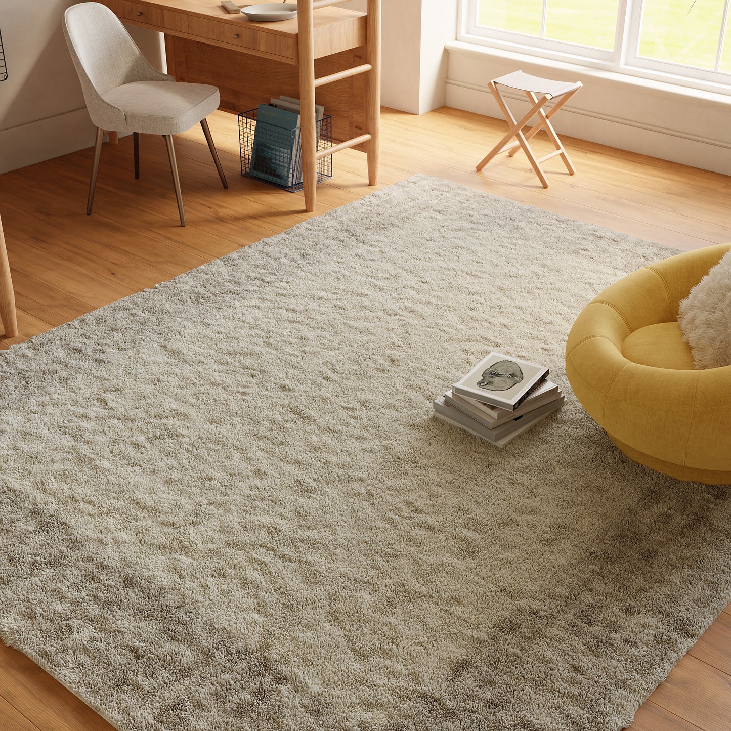 Nourison Pacific Shag 7'10" x 9'10" Ivory Beige Shag Indoor Rug