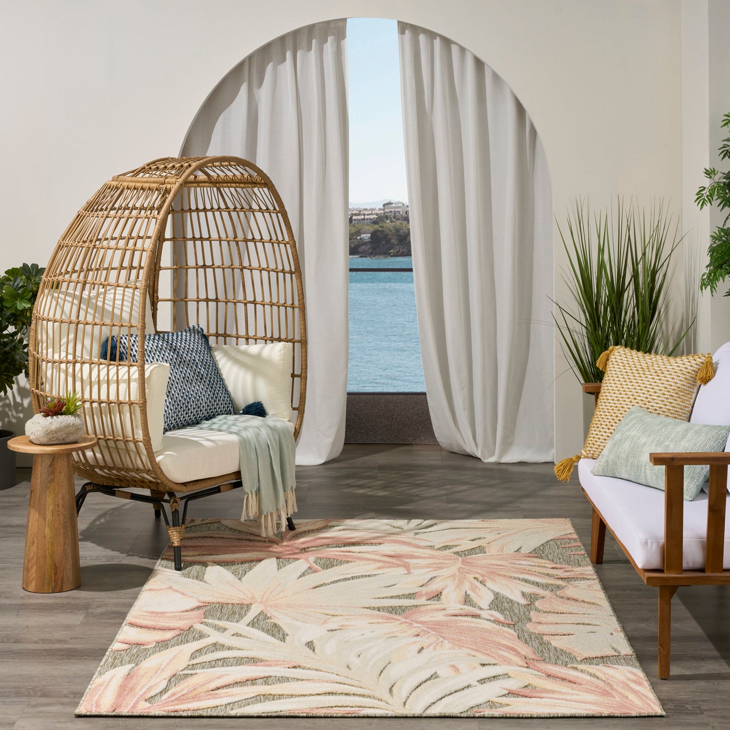 Nourison Aloha 3'6" x 5'6" Sage Rose Modern Rug