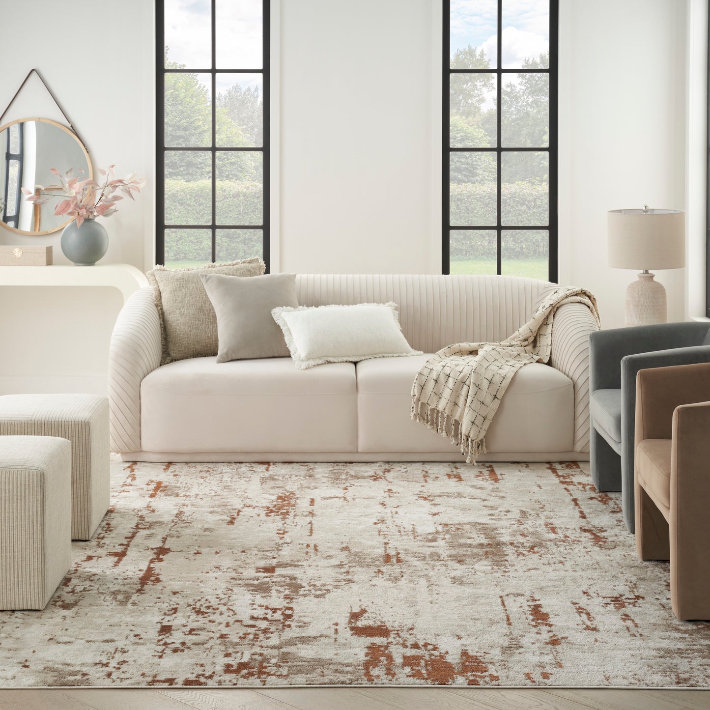 Nourison Quarry 6' x 9' Ivory Rust Modern Indoor Rug