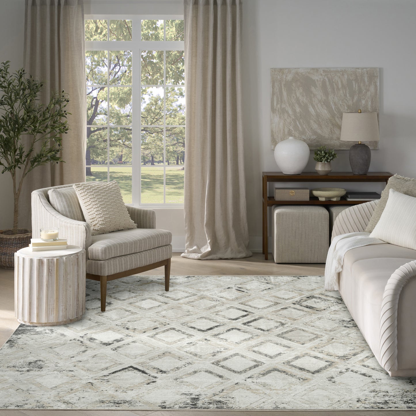 Nourison Dekor 7'10" x 9'10" Grey Charcoal Modern Indoor Rug