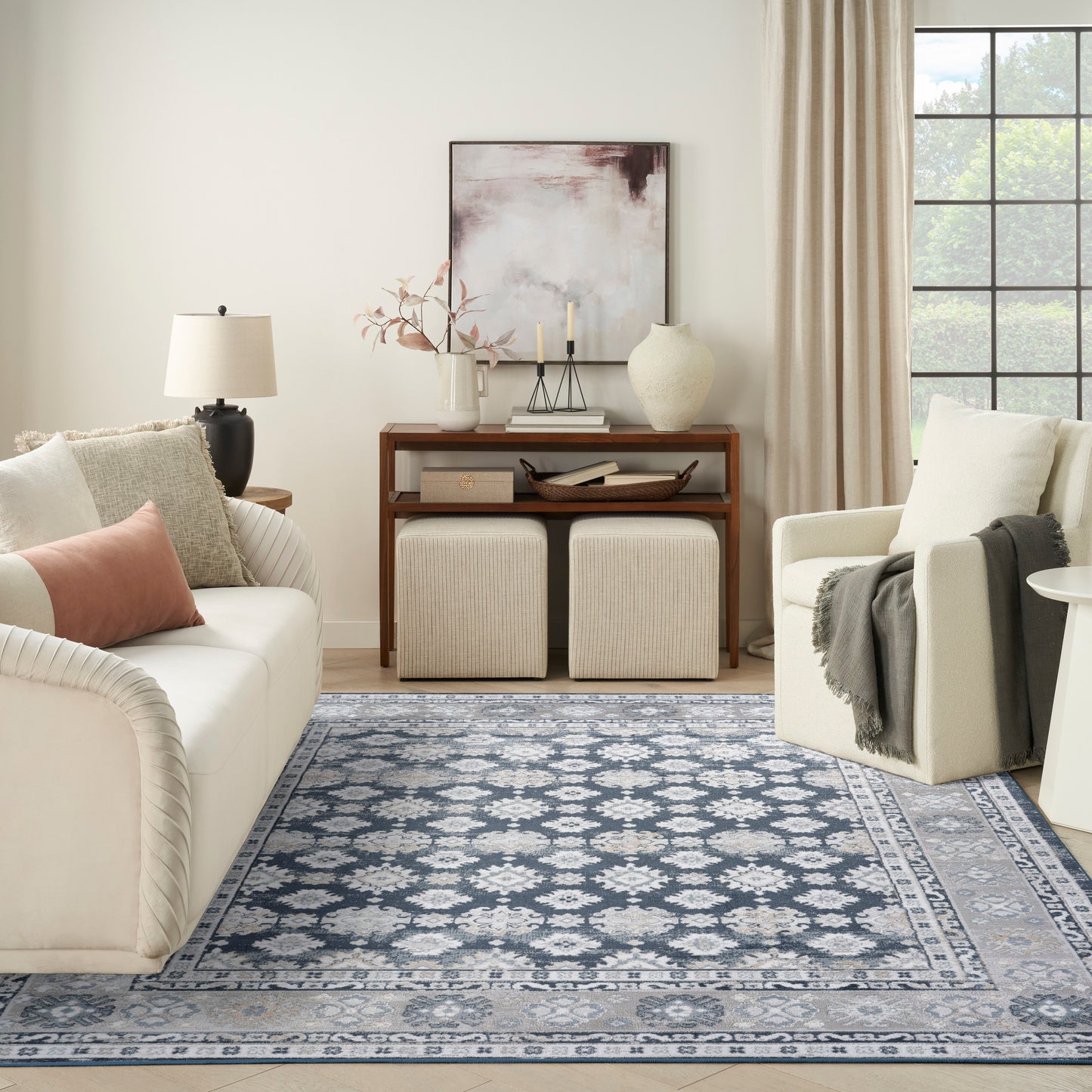 Nourison Dekor 7'10" x 9'10" Grey Navy Vintage Indoor Rug