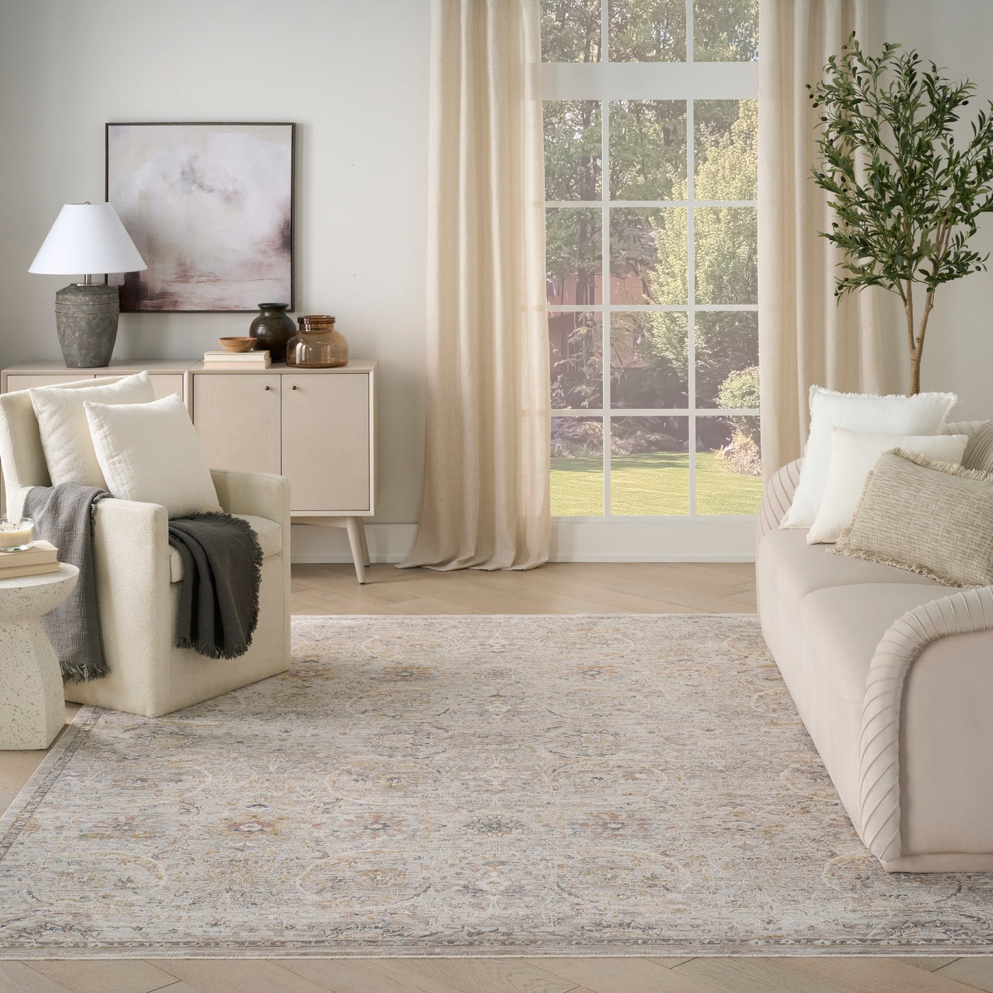 Nourison Antique Fusion 8' x 10' Light Grey Vintage Indoor Rug