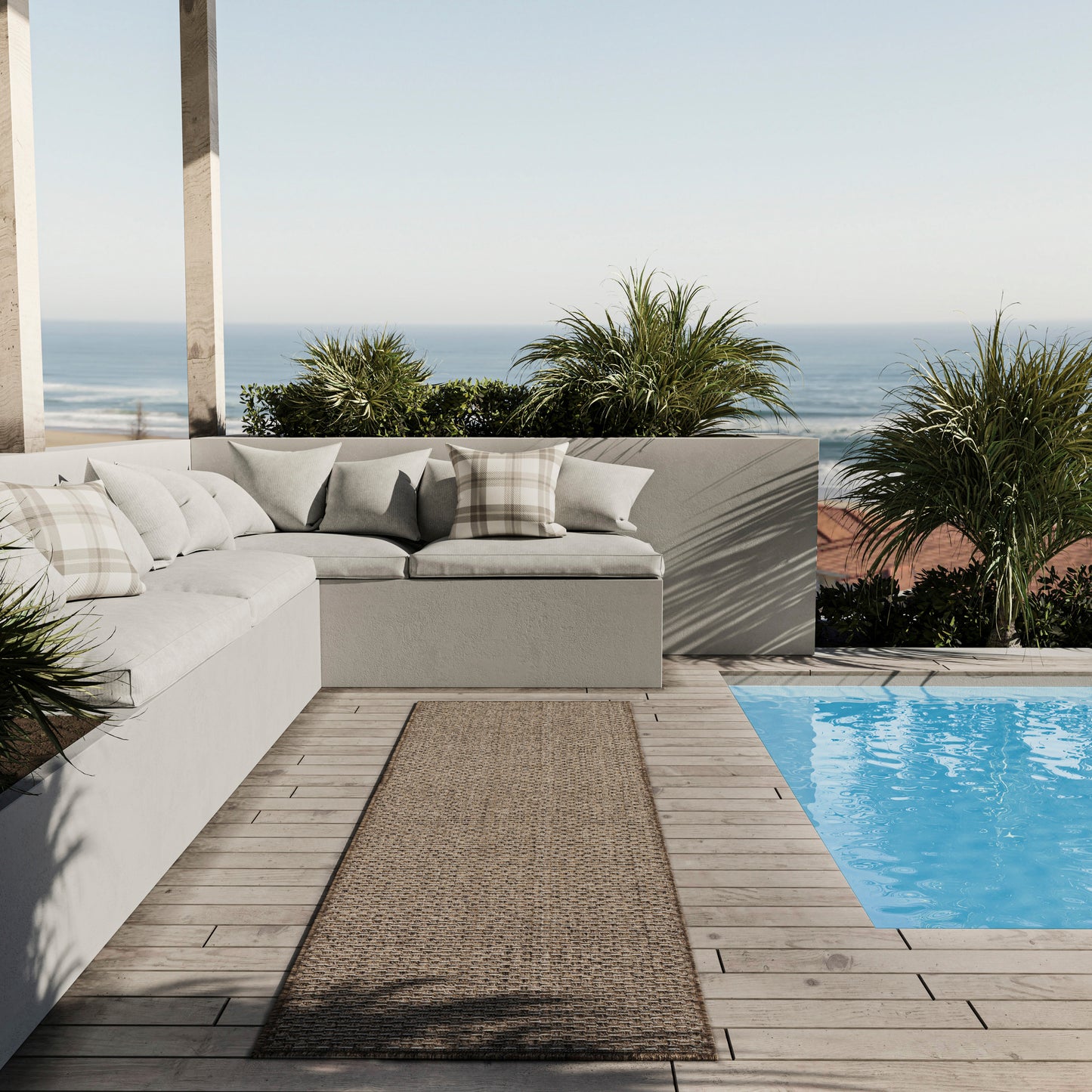 Nourison Tulum 2'2" x 8' Brown Outdoor Rug