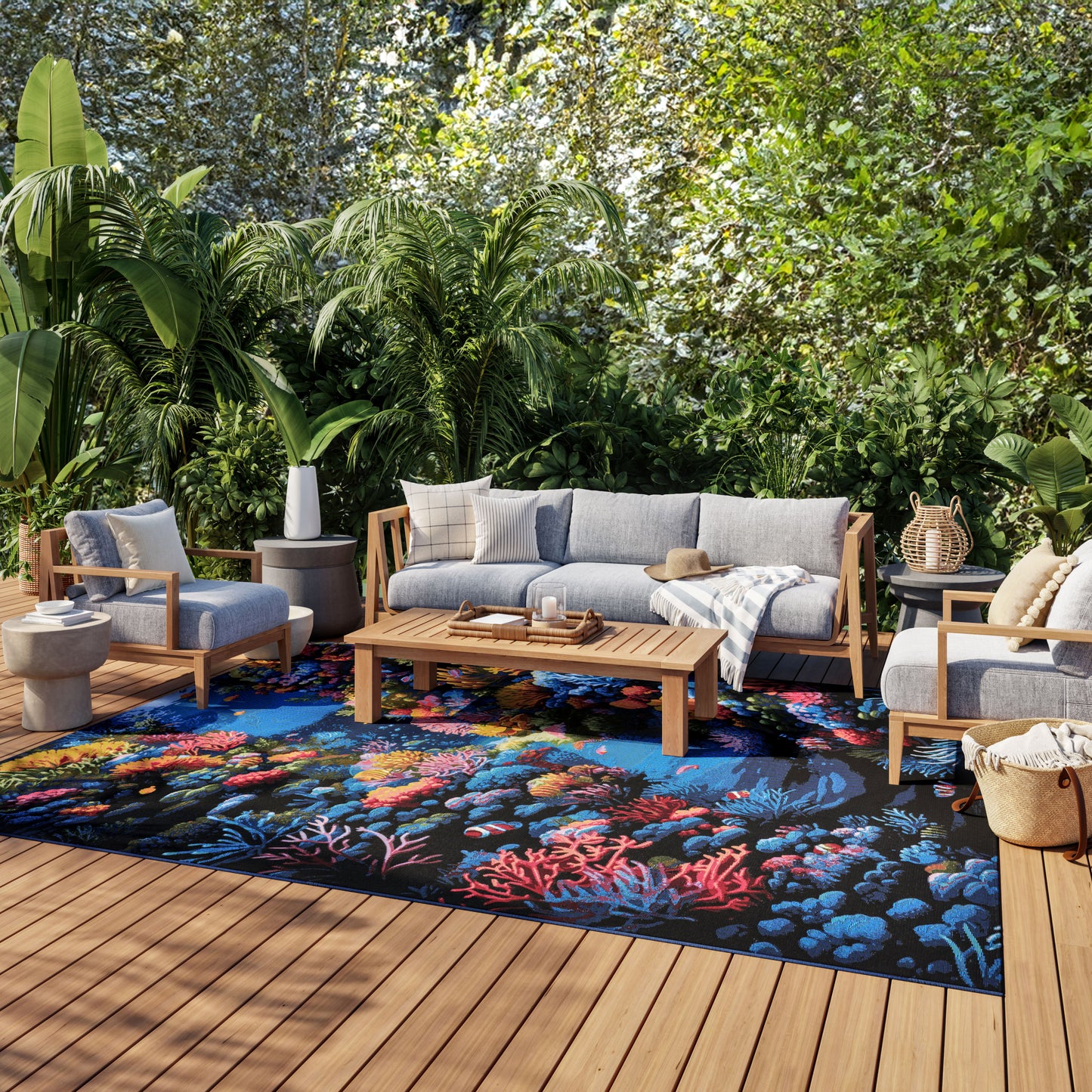 Nourison Color Splash 7'10" x 9'10" Multicolor Coastal, Nautical & Beach Rug