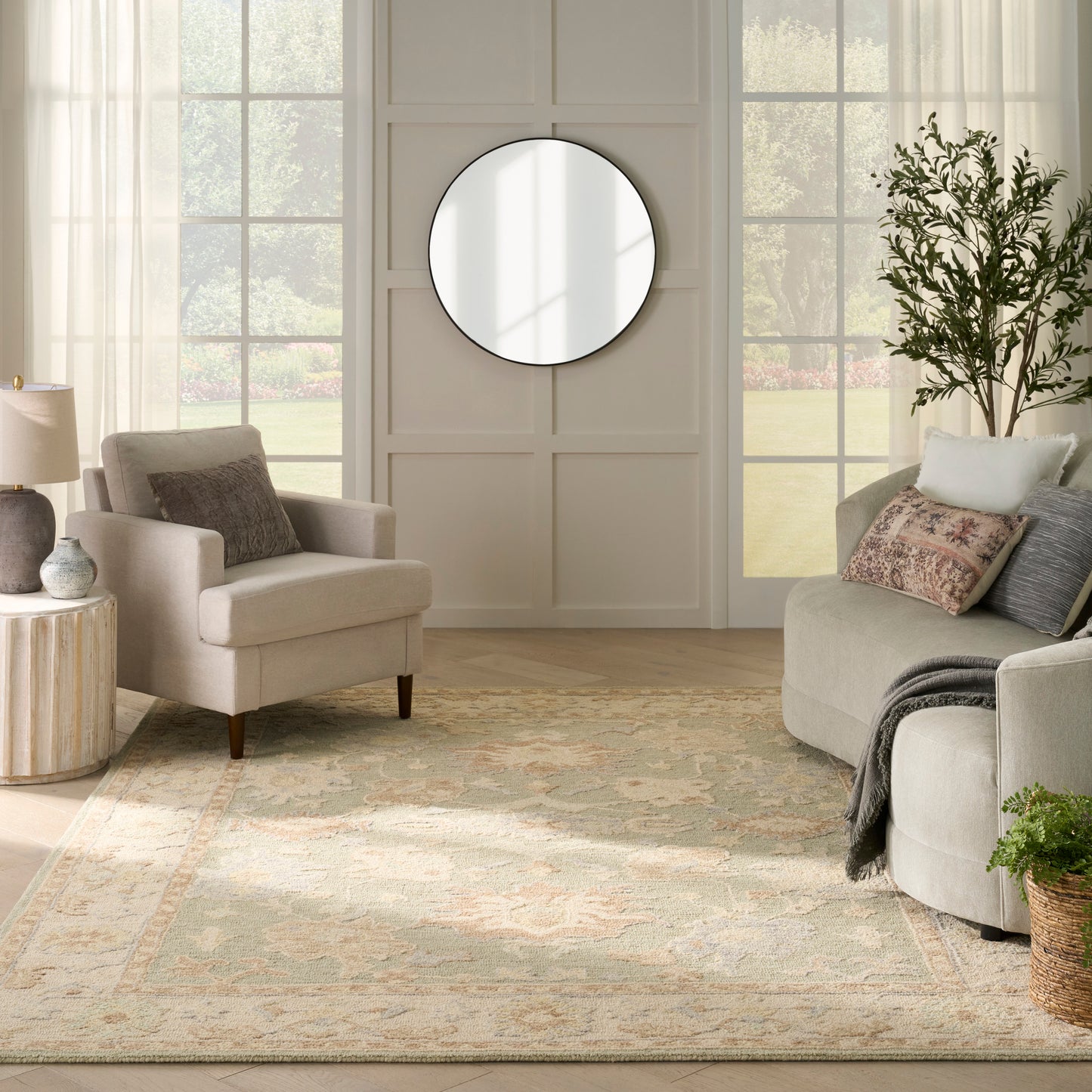 Nourison Maison 5'9" x 8'9" Sage Ivory Vintage Indoor Rug