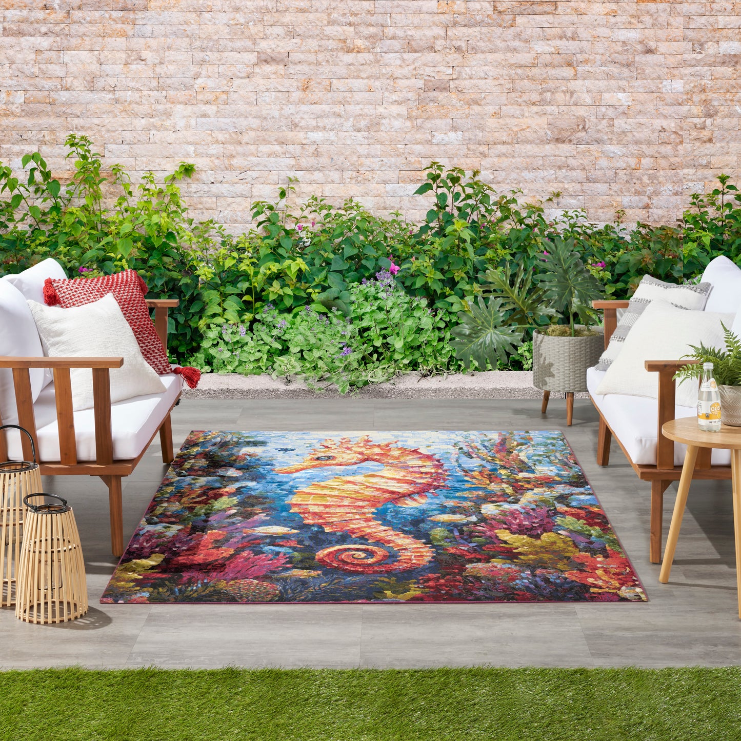 Nourison Color Splash 5'3" x 7'3" Multicolor Coastal, Nautical & Beach Rug