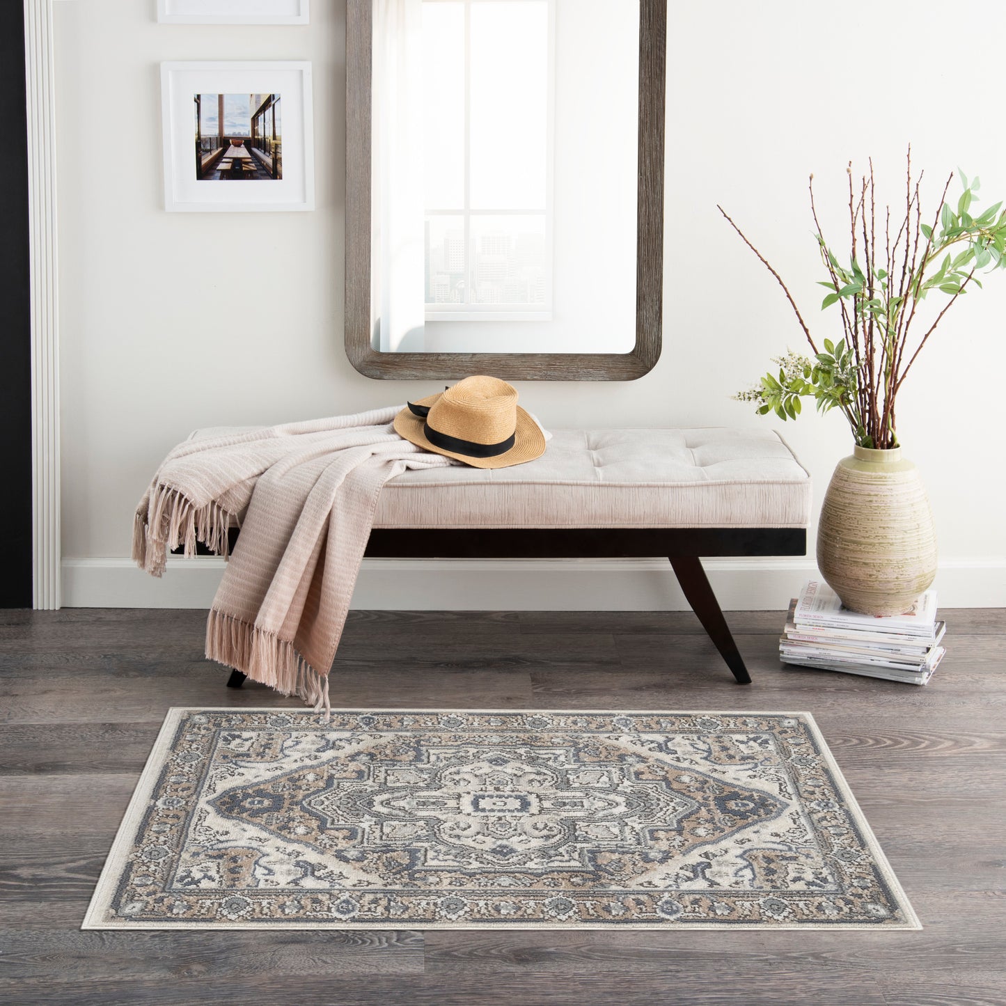 Nourison Quarry 2'2" x 3'9" Ivory Taupe Vintage Indoor Rug