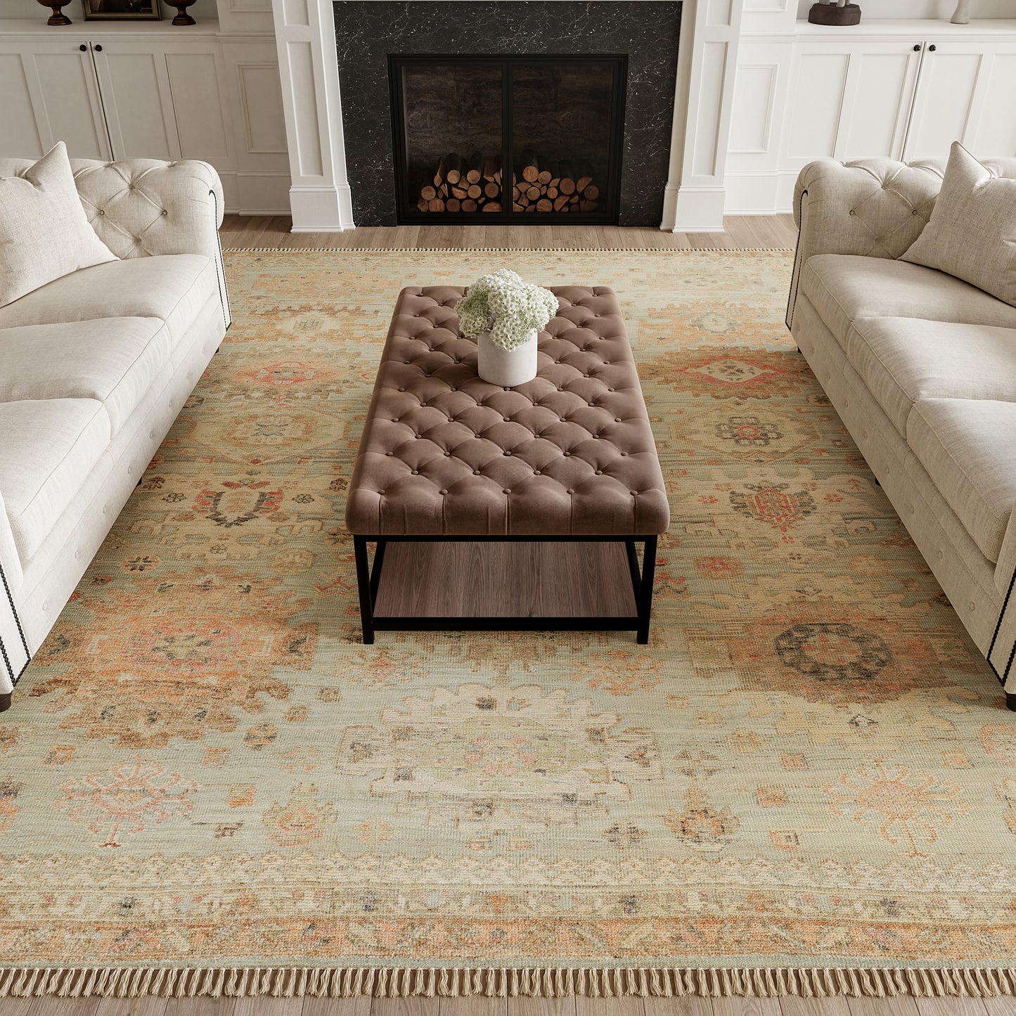 Nourison Heritage Vine 12' x 15' Light Blue Vintage Indoor Rug