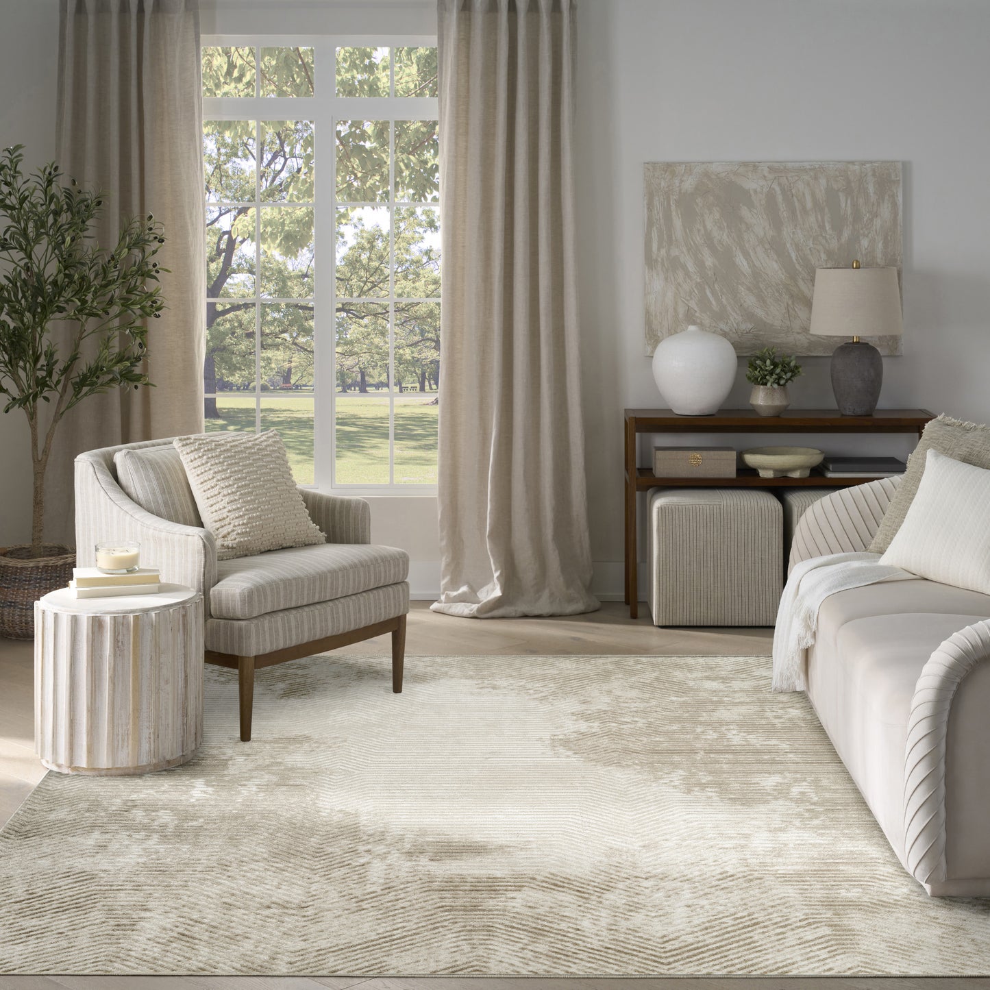 Nourison Dekor 7'10" x 9'10" Ivory Taupe Modern Indoor Rug