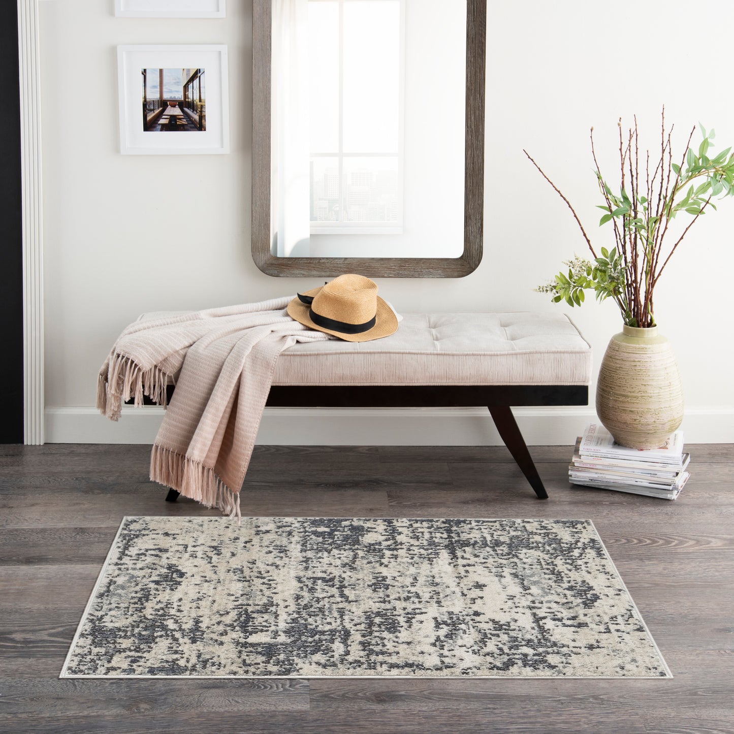 Nourison Quarry 2'2" x 3'9" Ivory Grey Modern Indoor Rug