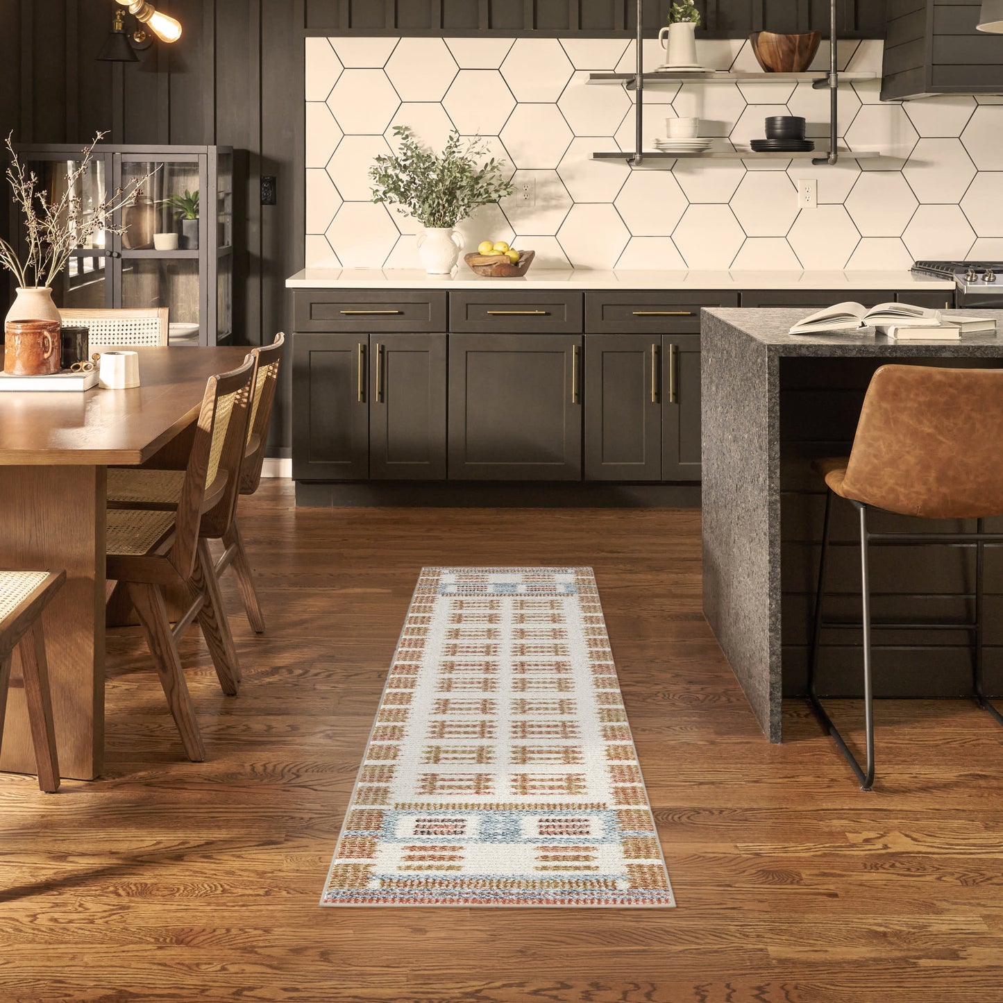 Nourison Nordic 2' x 6' Ivory Rust Modern Indoor Rug