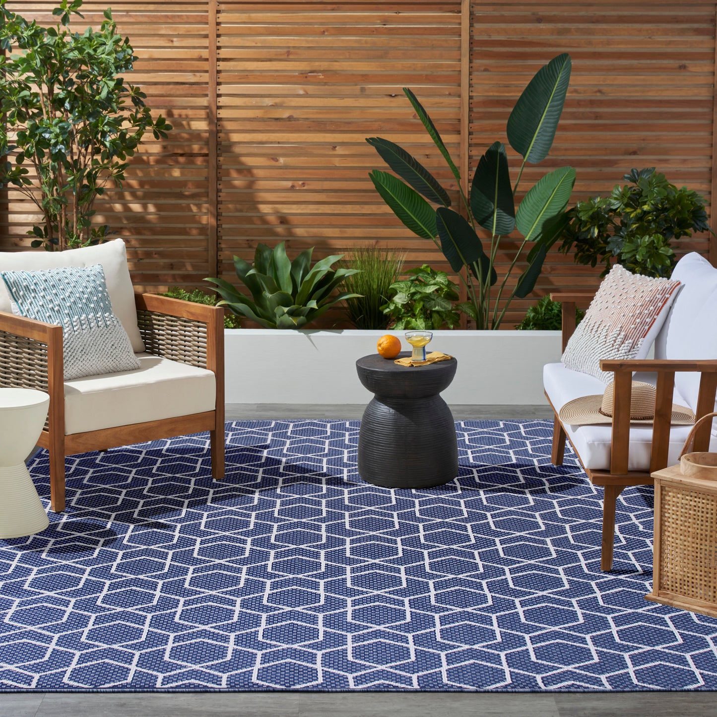 Nourison Horizon Indoor/Outdoor 10' x 14' Navy Modern Rug