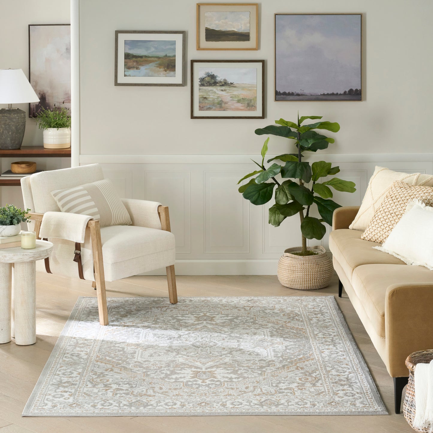 Nourison Dekor 4' x 6' Light Grey Vintage Indoor Rug