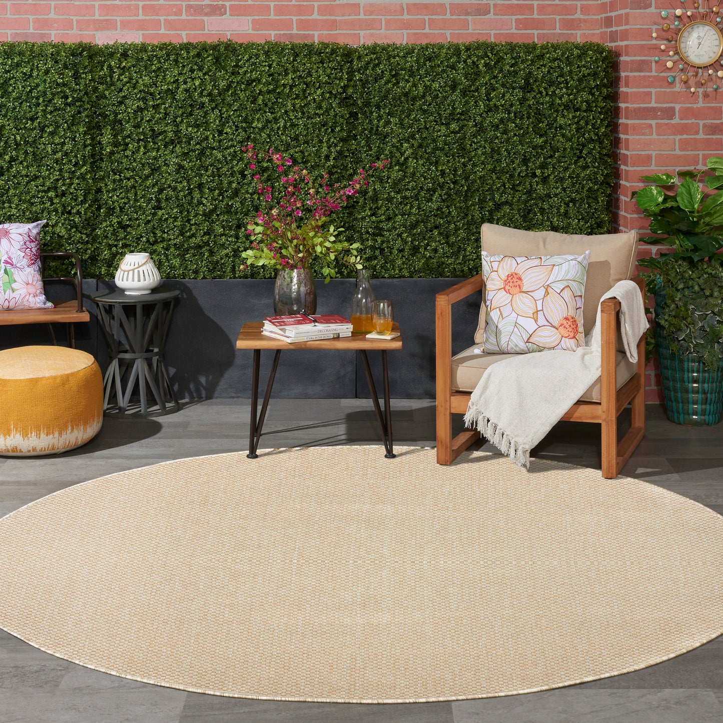 Nourison Tulum 8' x Round Cream Outdoor Rug